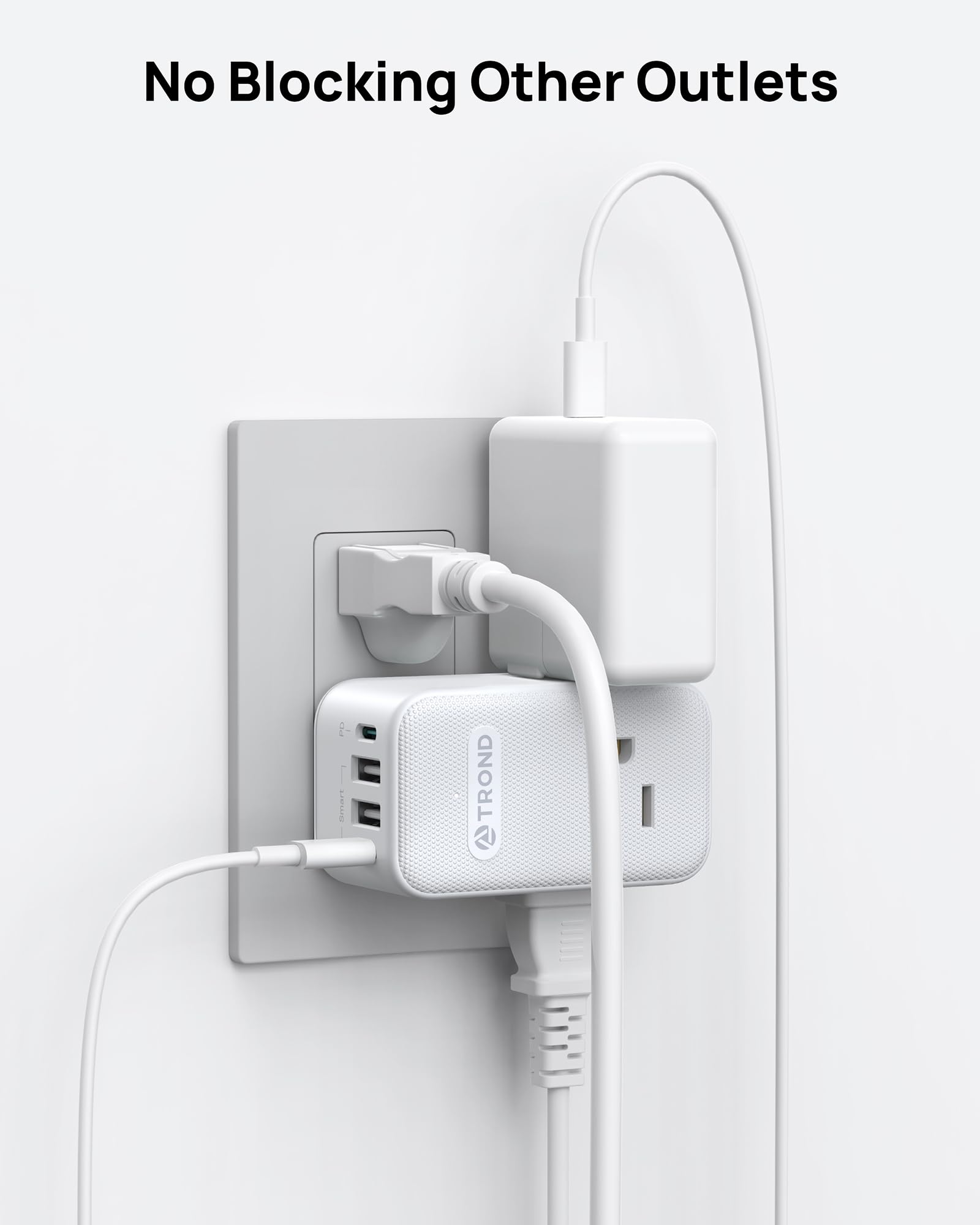 Trond Outlet Extender With 360 Rotating Plug, 3 Ac Outlet Splitter With Pd 20W Usb C Charger, Usb Wall Plug Adapter, A Small Cha