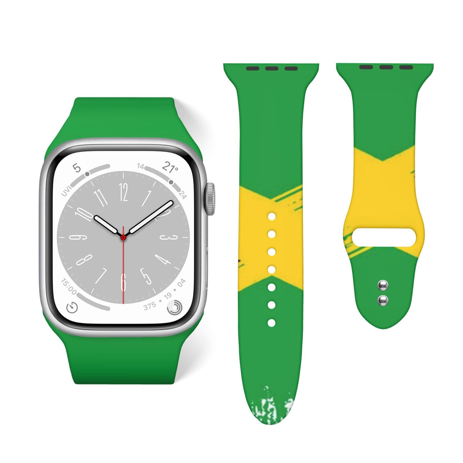 Smart Silicone Replacement Watch Strap Compatible with Apple Watch Grunge Flag Of Jamaica, Practical Bands for Series