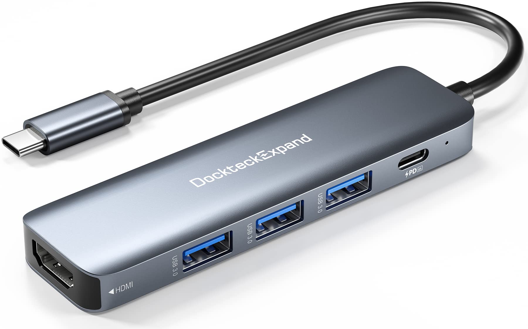 Usb C Hub, Dockteckexpand Usb C Multiport Adapter 5 In 1 With 4K Hdmi, 100W Power Delivery, 3 Usb 3.0 Data Ports For Macbook Pro