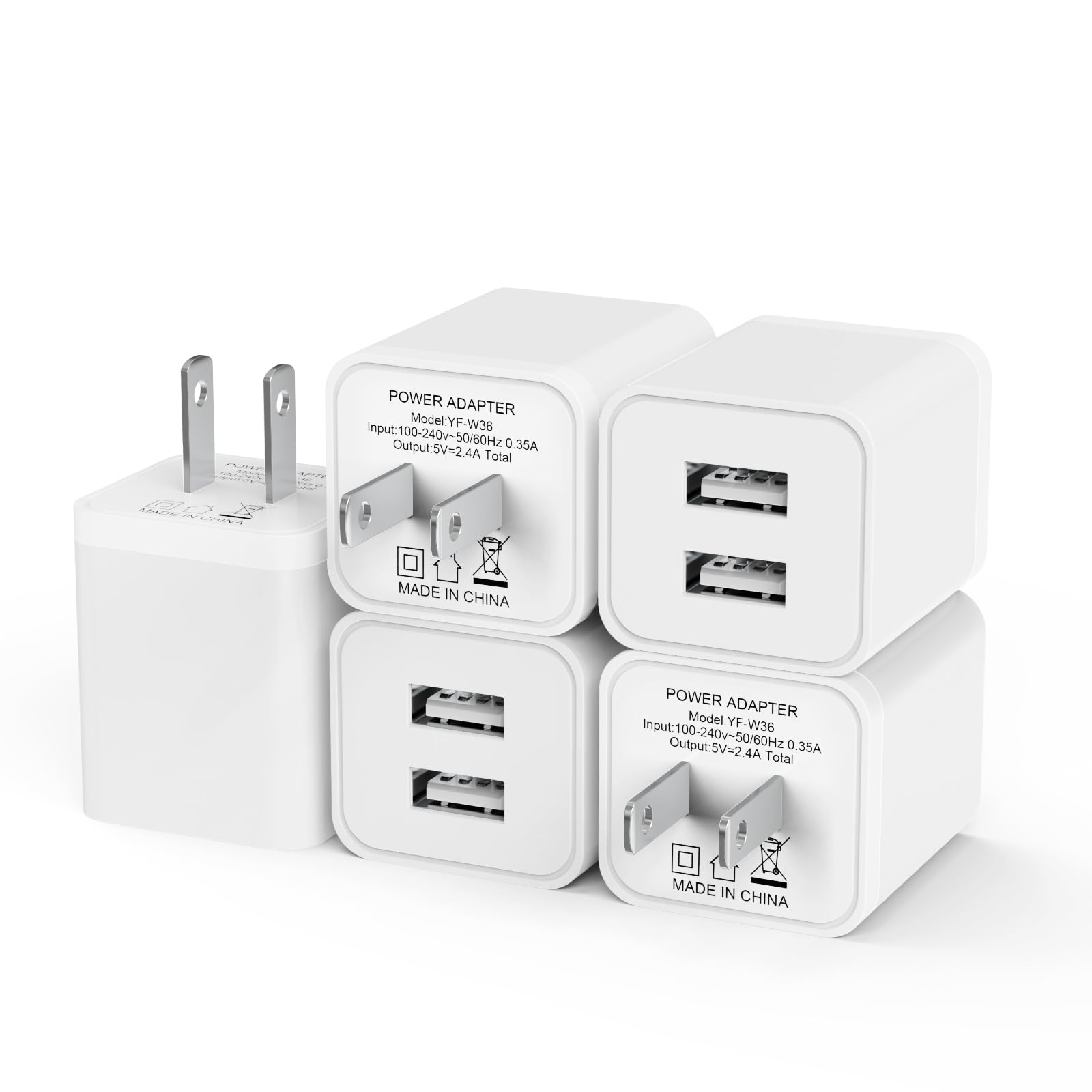 5Pack Usb Wall Charger, Igenjun 2.4A Dual Usb Port Cube Power Plug Adapter Fast Phone Charger Block Charging Box Brick For Iphon