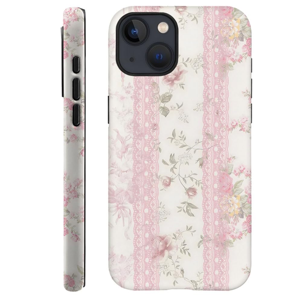 Case for iPhone 15,Fits Frosted Case Design for Girl Women,Floral with Lace Vintage