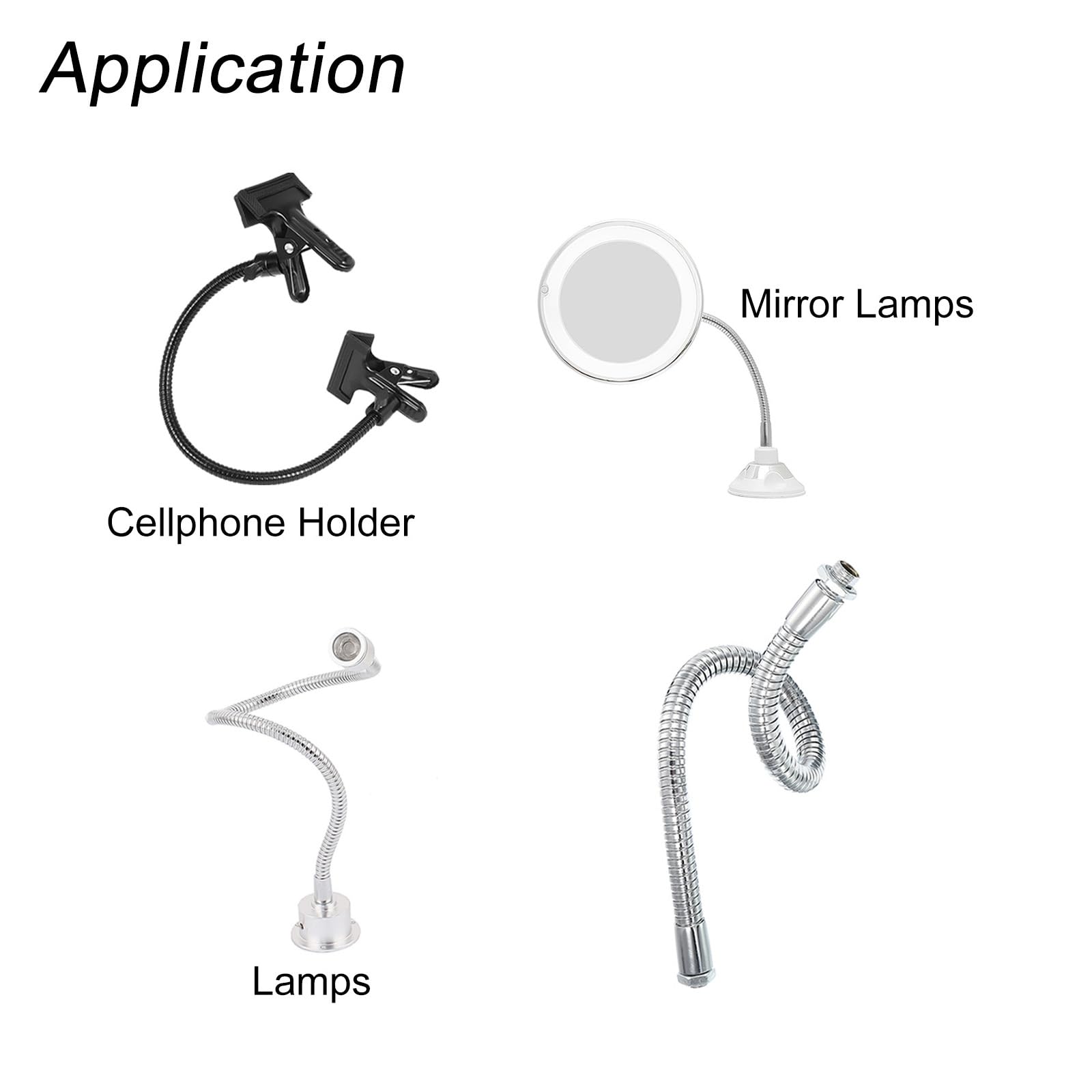 Patikil 23.6'' Microphone Gooseneck, M10/M8 Fine Thread Metal Universal Hose Flexible Arm Gooseneck Tube Extension For Multifunc