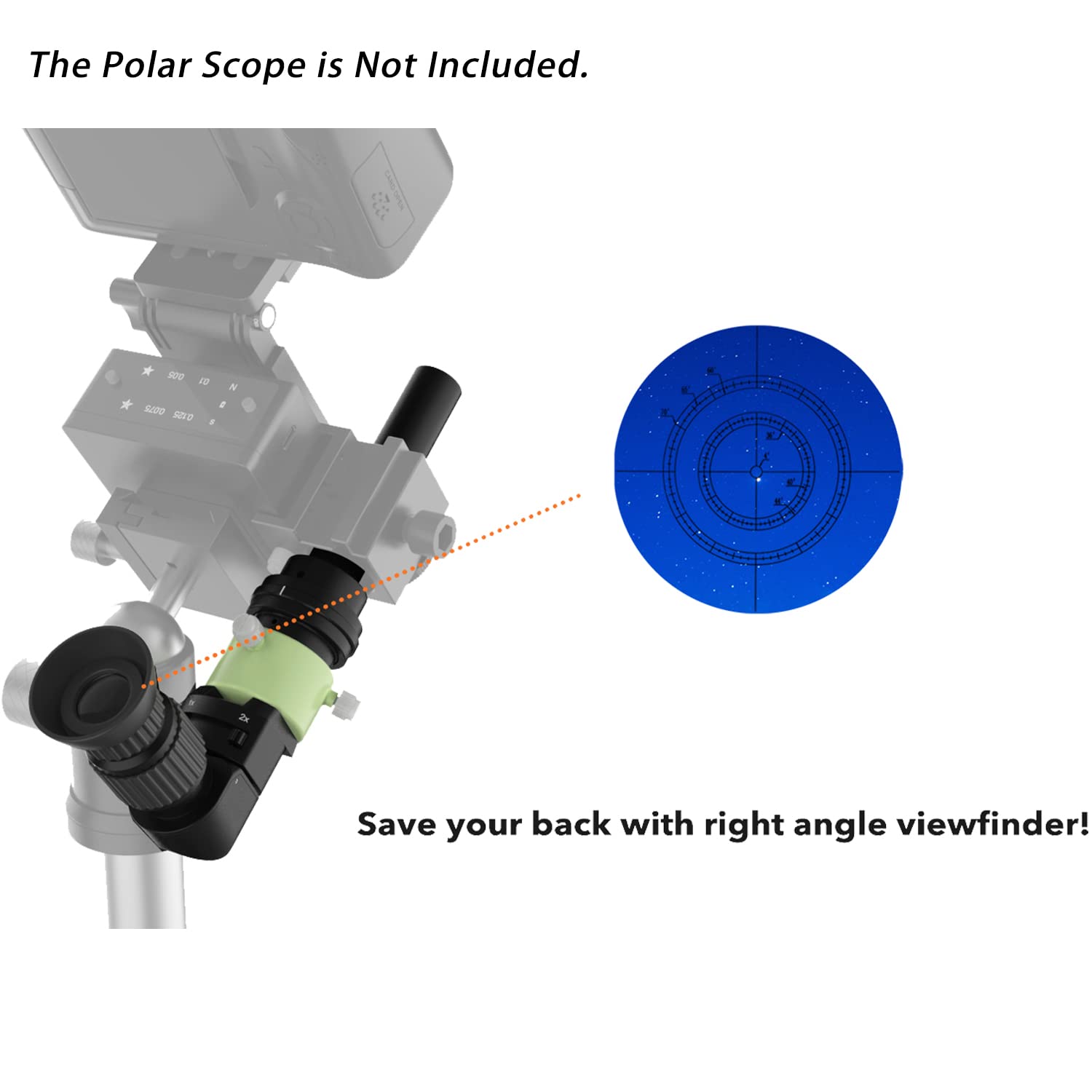 Right Angle Viewfinder With Adapter For Polar Scope, Built In Diopter And 360Rotating With 1X   2X Magnification For A Comfortab