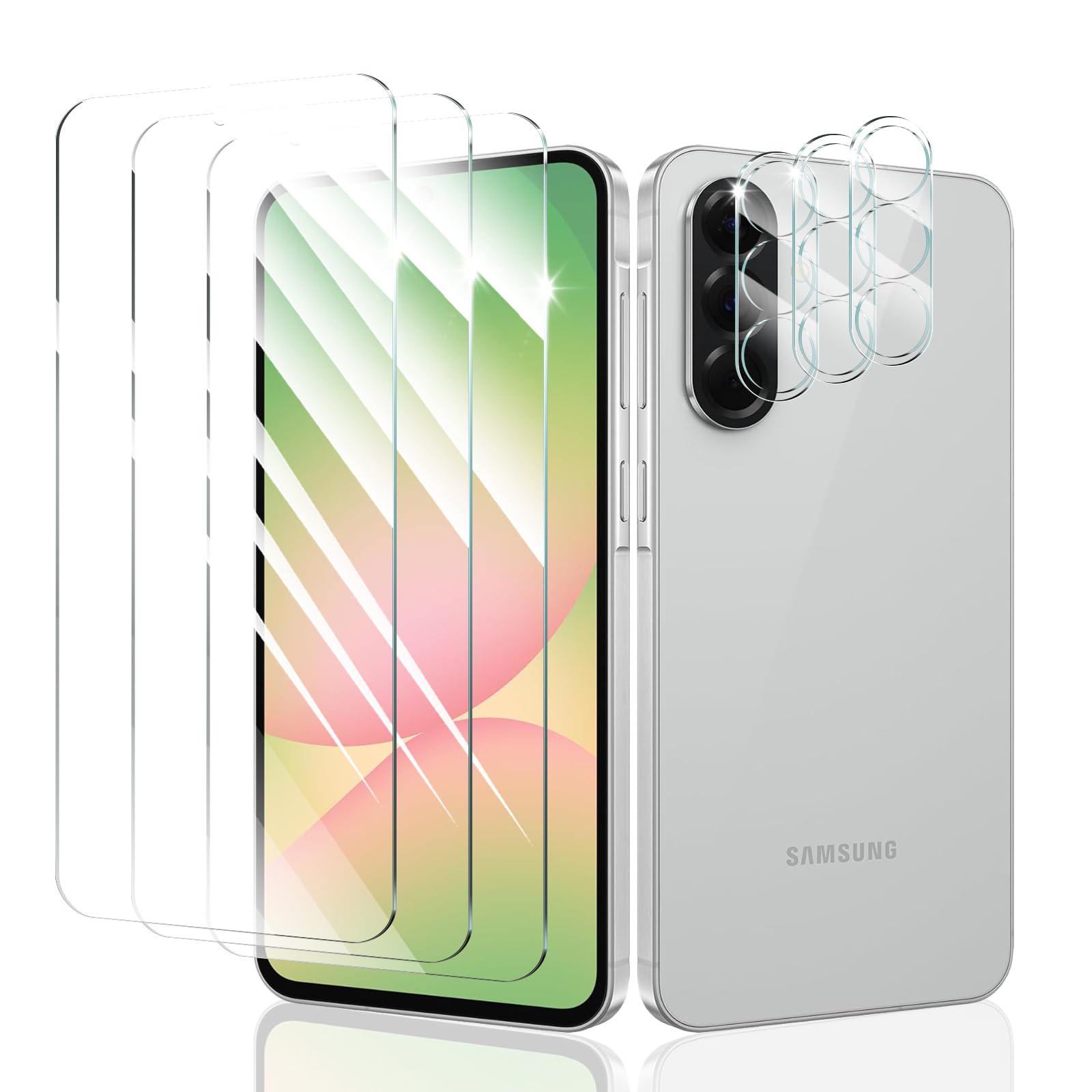 Fynorao Screen Protector & Camera Lens Protector for Samsung Galaxy A56, Double Shatterproof HD Tempered Glass, 9H Hardness Anti