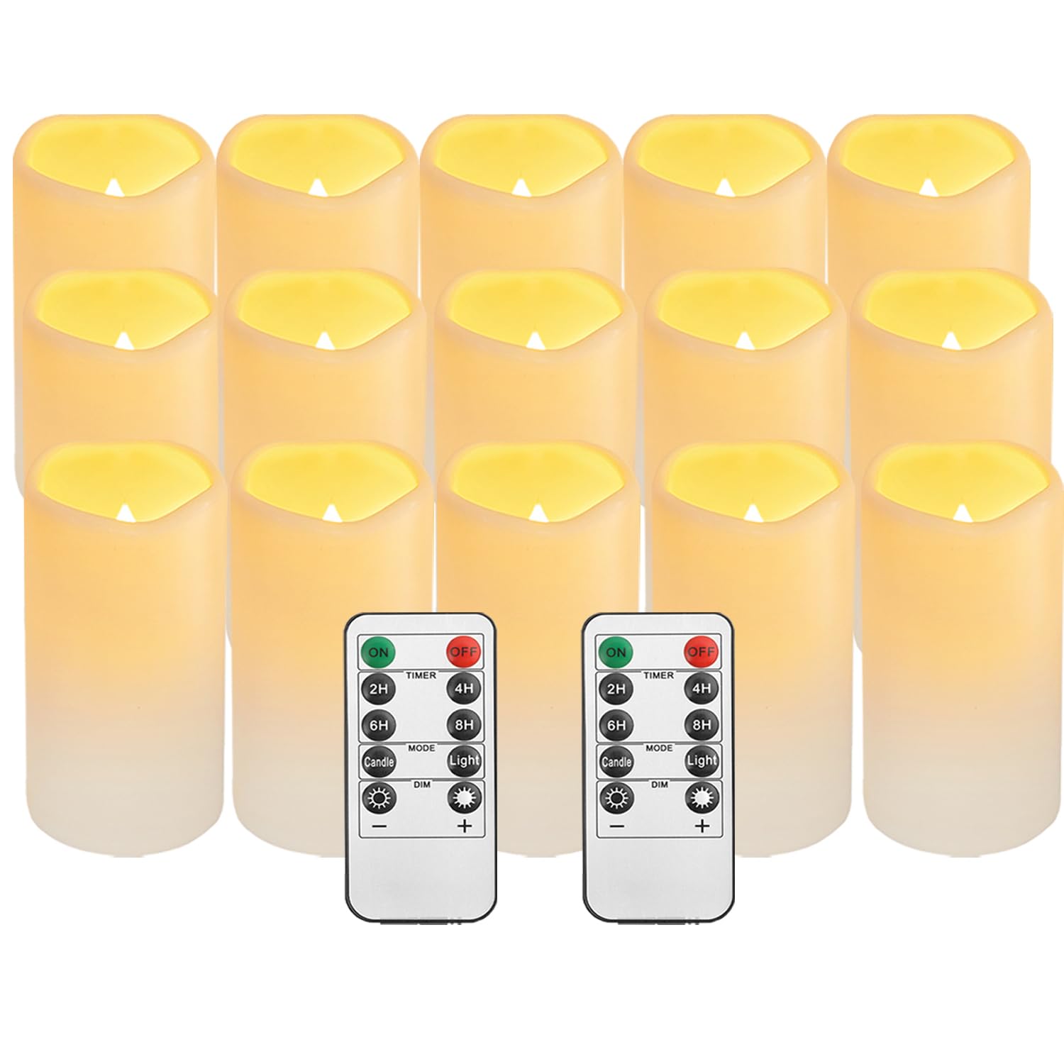15Pack Waterproof Flameless Remote Control Candles (D3''*H5.5'') Battery Operated Flickering Led Pillar Candle
