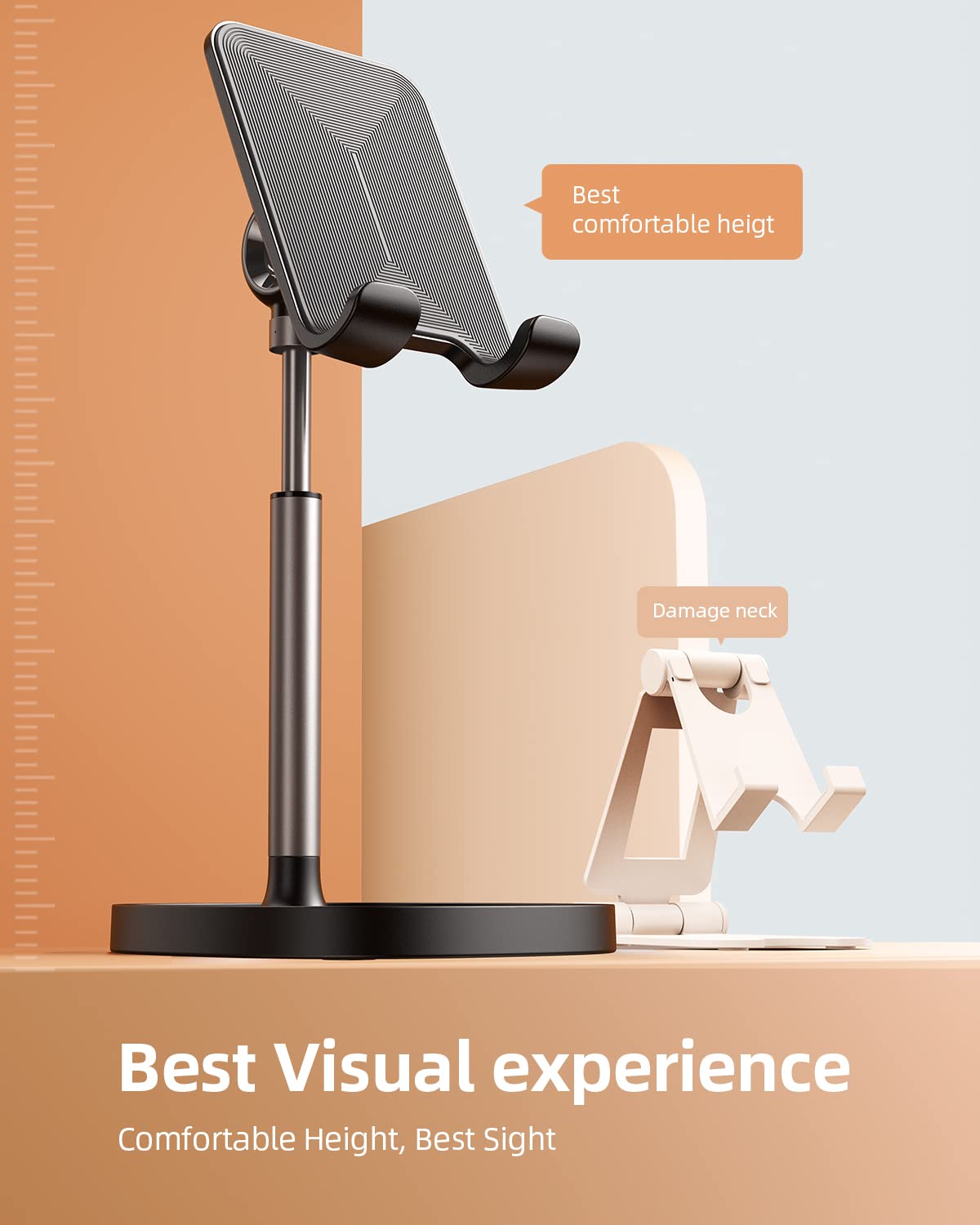 Lisen Cell Phone Stand, Adjustable Phone Stand For Desk, Thick Case Friendly Phone Holder Stand, Taller Iphone Stand Compatible