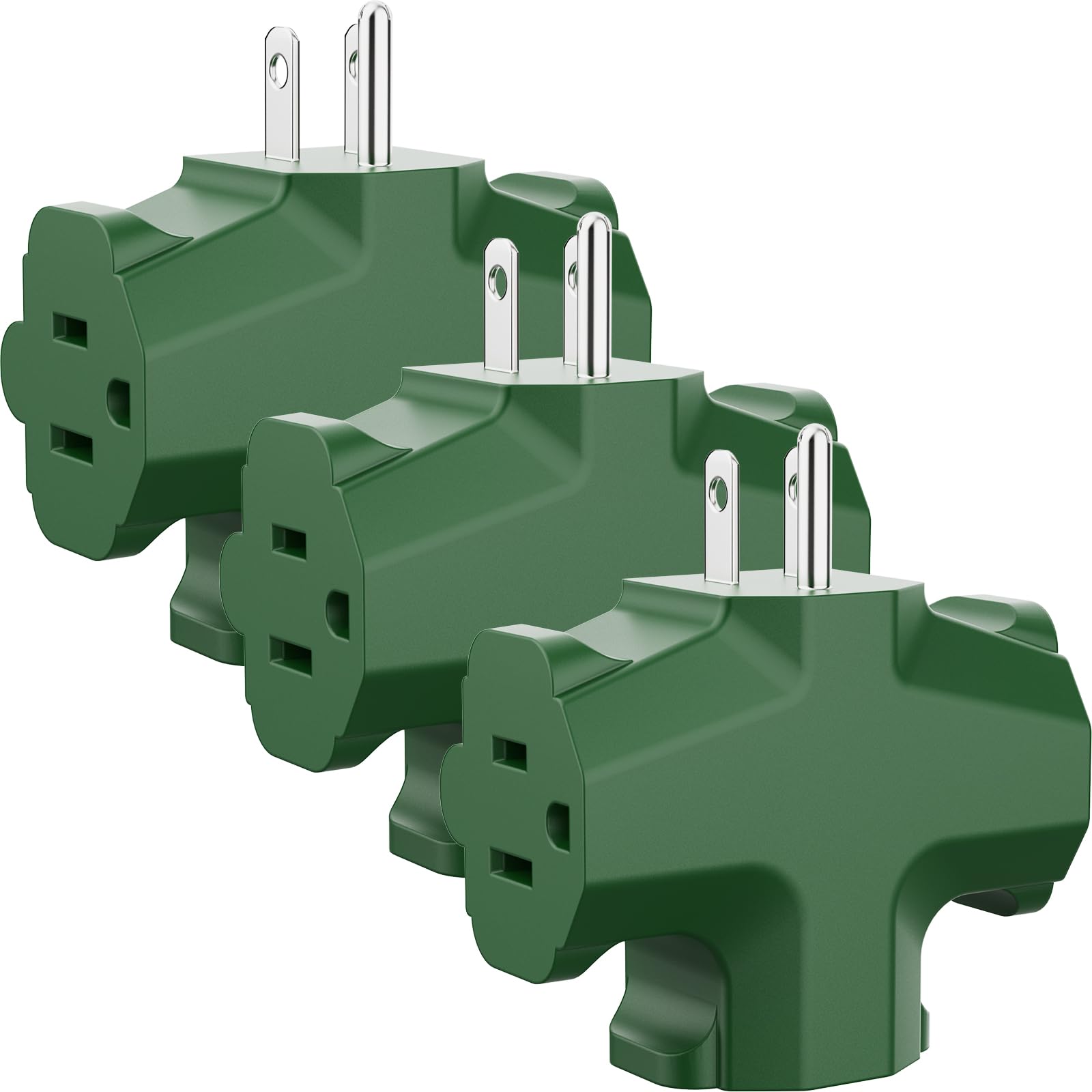 Plugtul 3 Way Plug Adapter, 3 Plug Wall Adapter, 3 Prong, Grounded, 15A, 1875W, Multiple Plug Expander For Home, Outdoor, Etl Li