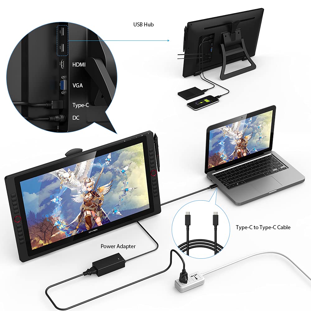 Drawing Tablet With Screen Xppen Artist 22R Pro Computer Graphics Tablet 120% Srgb With Battery-Free Stylus Full-Laminated Techn