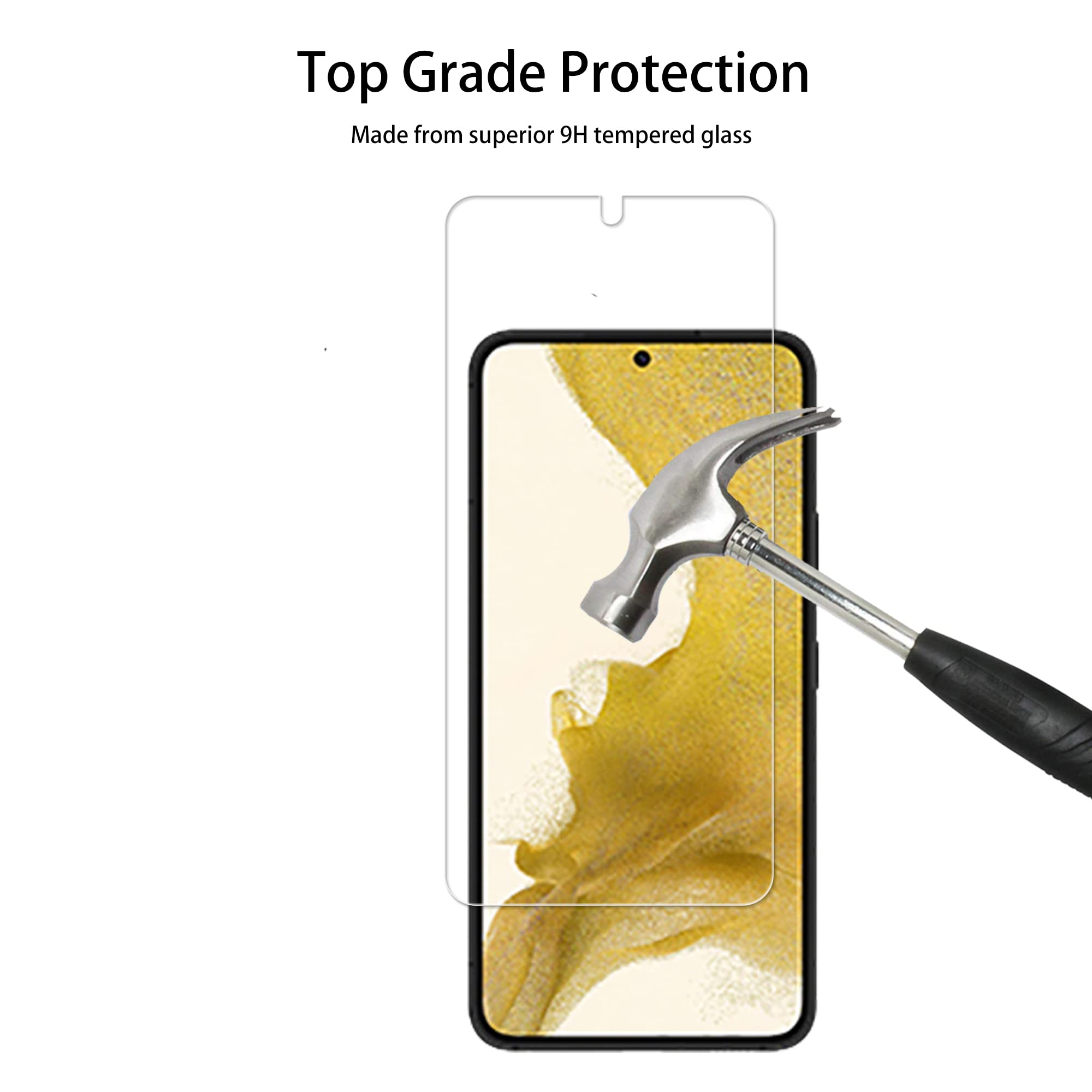 Hkkais Easy Alignment Frame Designed For Samsung Galaxy S22 5G Tempered Glass Screen Protector 2 Pack Camera Lens Protector Film