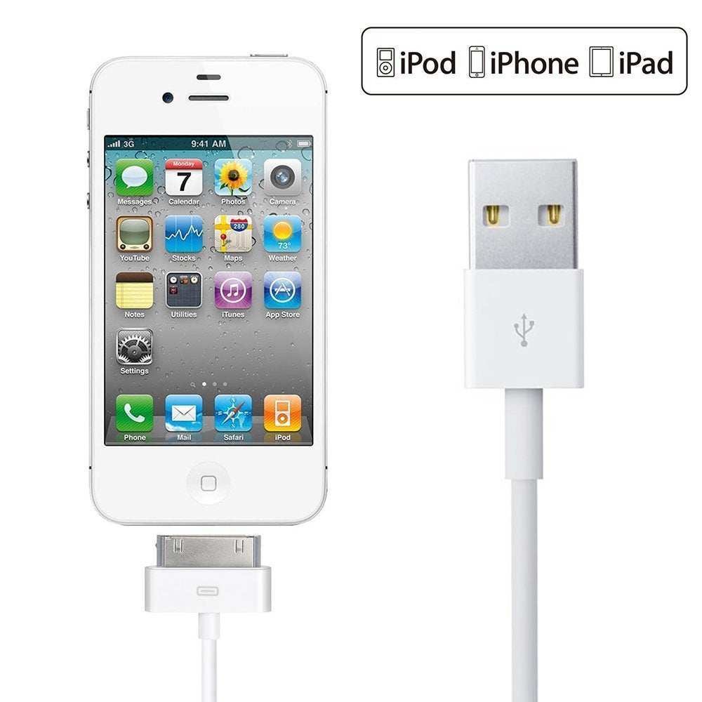 T H See Ipad Cable, 6Ft White 30 Pin To Usb Cable High Speed Sync Charging Cord Cables For Iphone 4/4S, Iphone 3G/3Gs, Ipad 1/2/