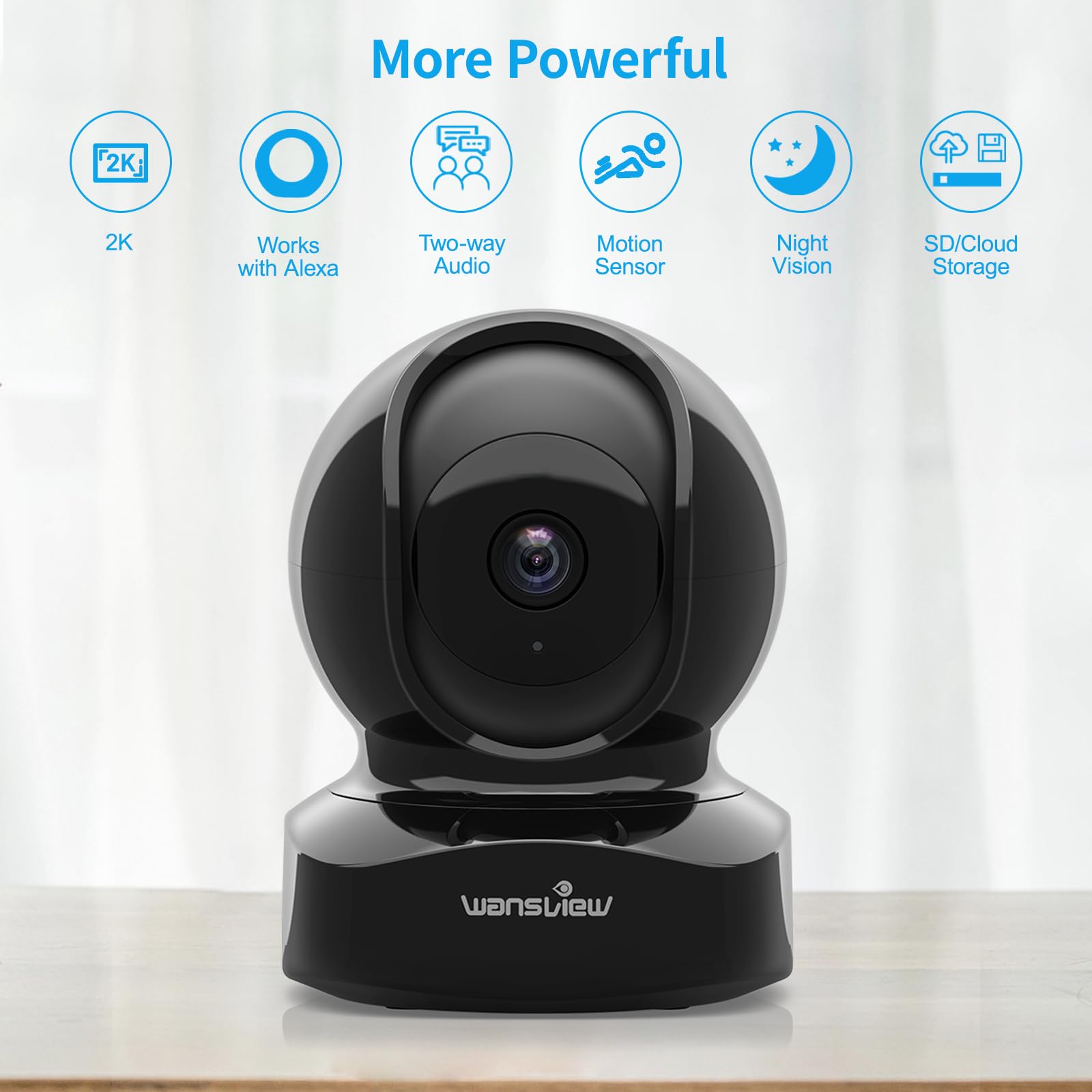 Wansview Security Camera, Ip Camera 2K, Wifi Home Indoor Camera For Baby/Pet/Nanny, 2 Way Audio Night Vision, Works With Alexa, With Tf Card Slot And Cloud