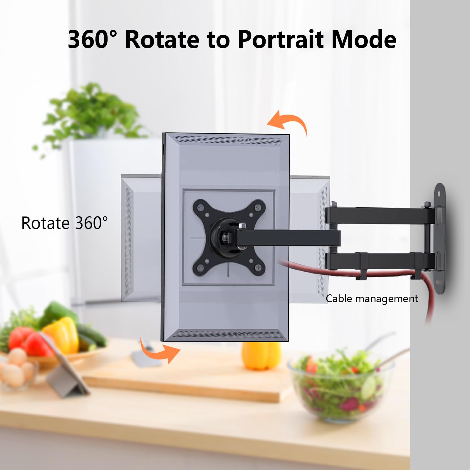 Nuyoah Wall Mount For Echo Show 15, Adjustable Wall Mounting Bracket For Most 10 30 Inches Tvs Monitors, Swivel Tilt Rotate Exte