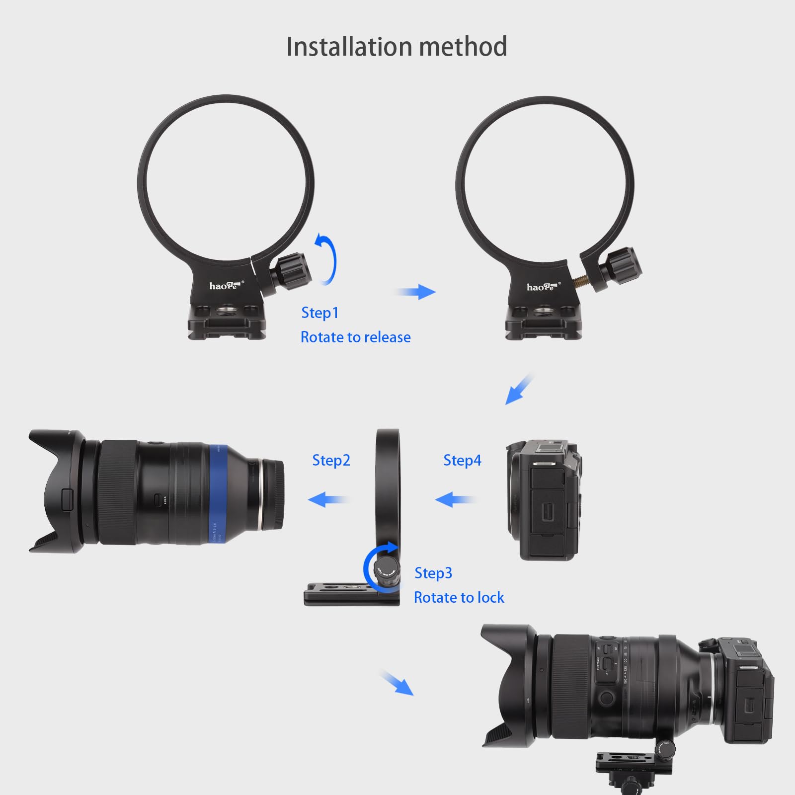 Haoge Tripod Mount Ring For Tamron 35 150 Mm F/2 2.8 Di Iii Vxd A058 Lens And Sigma 100 400Mm F/5 6.3 Dg Os Hsm Lens For Canon Ef Mount And Nikon F Mount Built In Arca Type Plate