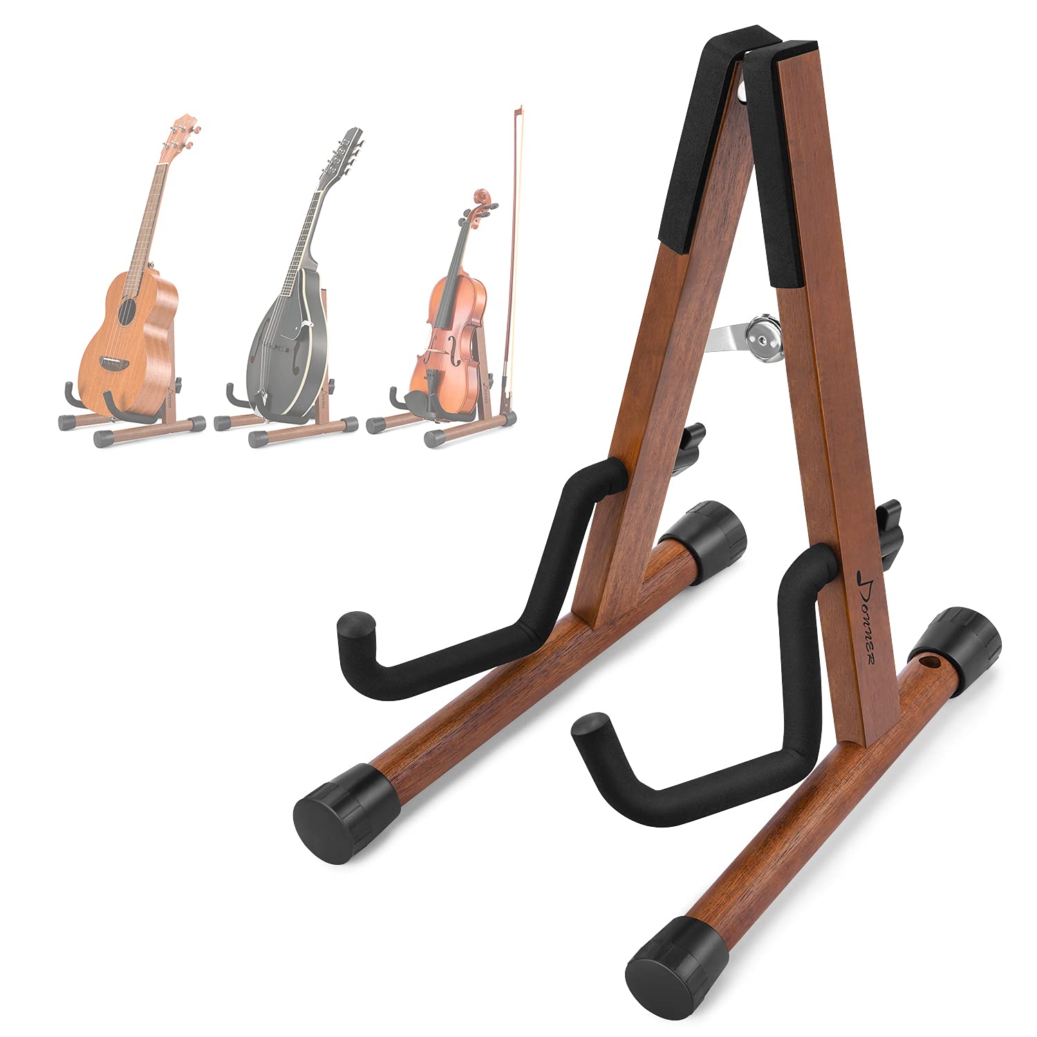 Donner Wood Ukulele Stand Mini Guitar Stand For Small Musical Instruments,Violin Stand With Bow, Mandolin Floor Stand Folding A