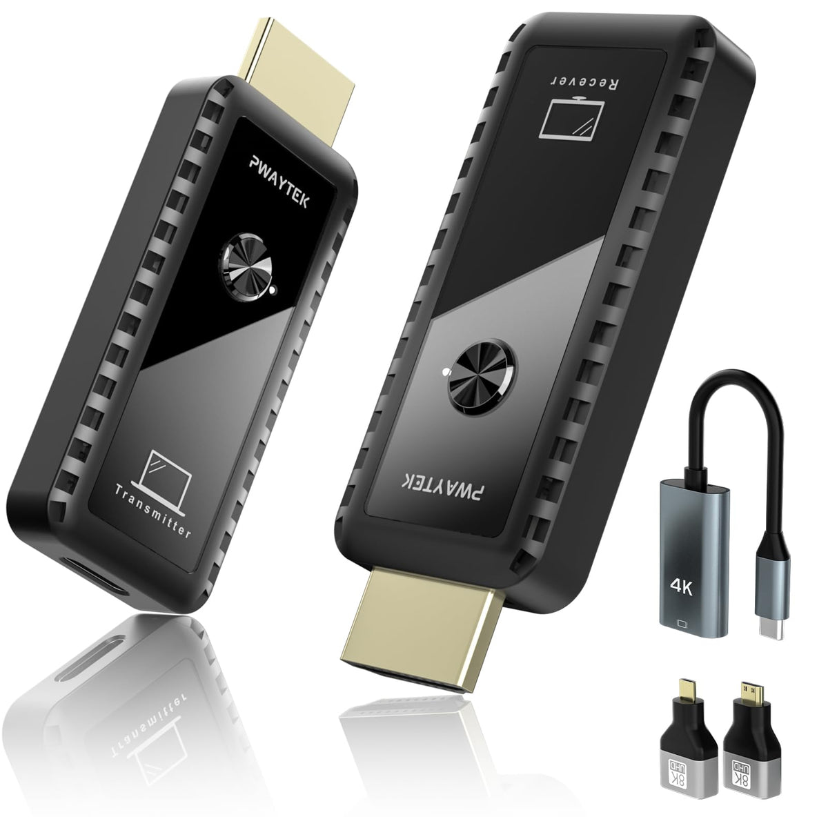 Wireless Hdmi Transmitter And Receiver With Adapter 4K, Wireless Hdmi Extender 1080P Hdmi Wireless Kit, Plug & Play, Support 2.4