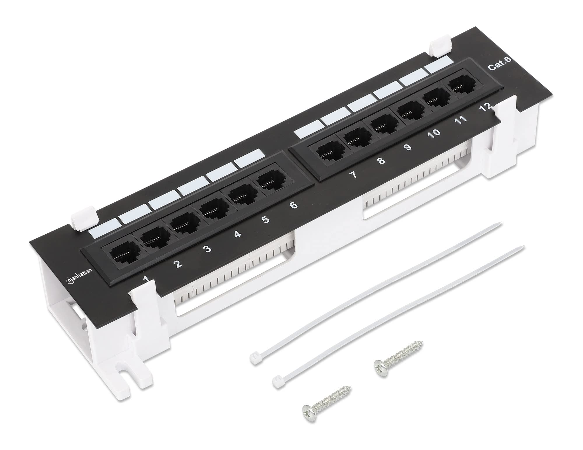 MANHATTAN 12Port Network Patch Panel Cat6  1U UL Listed  Wall Mount with 89D Bracket  Installer Grade 3 Gold Plated Contact