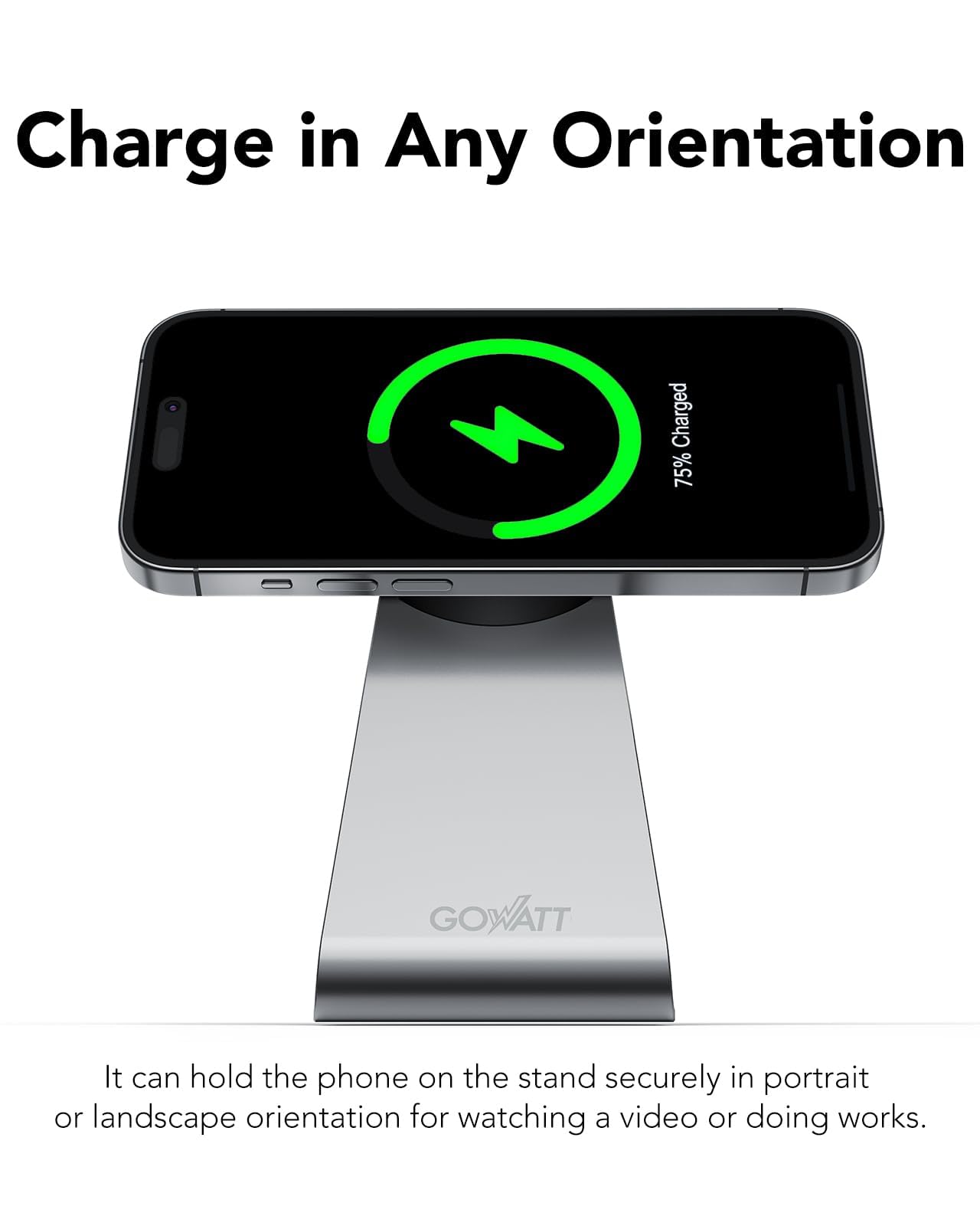 Gowatt Magsafe Charger Stand 15W Fast Charging Magnetic Charger, Compatible With Apple Magsafe Charger, Wireless Charger Compati
