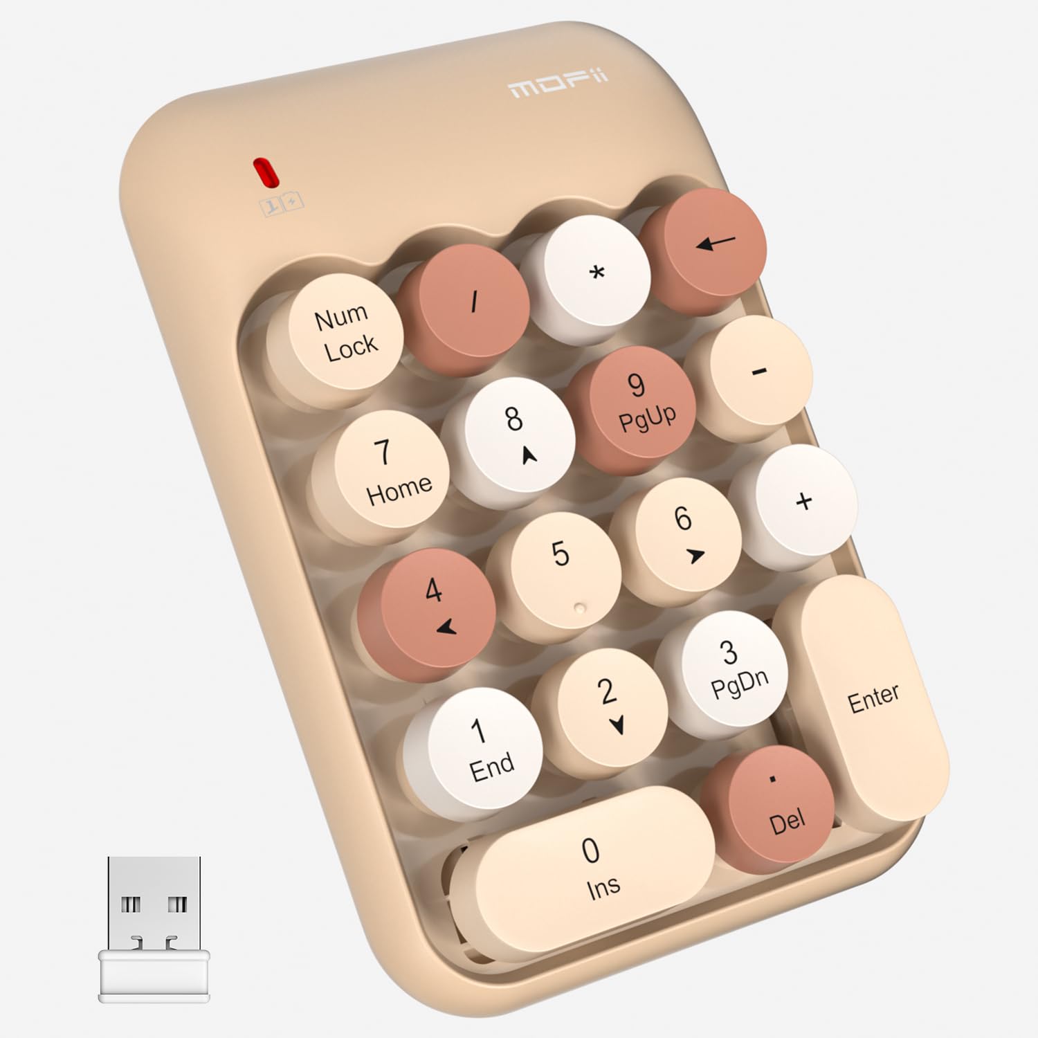 Mofii Wireless Number Pads   Milktea Numeric Keypad 18 Keys Usb 2.4G Round Keycap Colorful Extensions Keypads, Financial Account