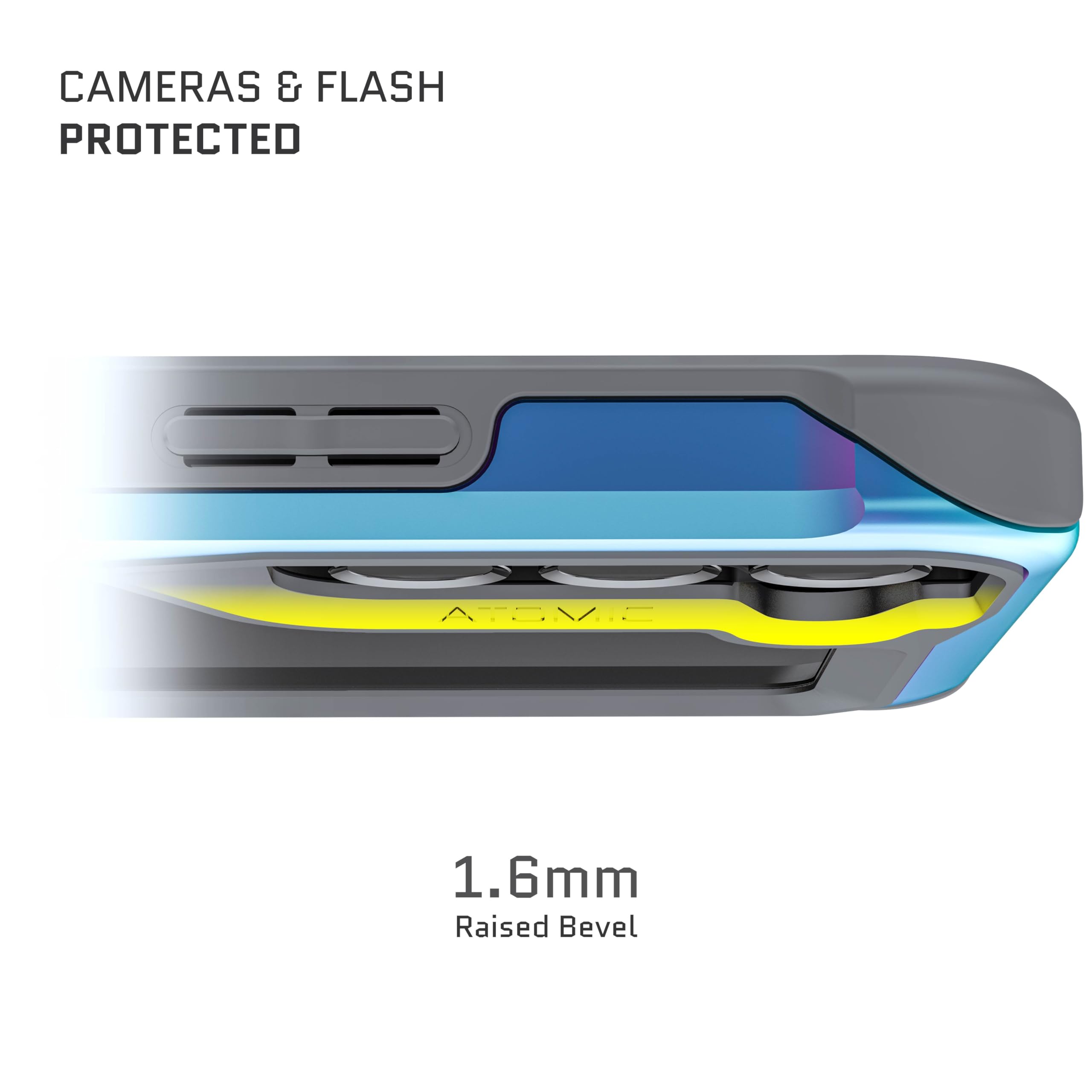 Ghostek Atomic Slim S22+ 5G Phone Case With Clear Back And Iridescent Aluminum Bumper Military Grade Shockproof Protective Phone