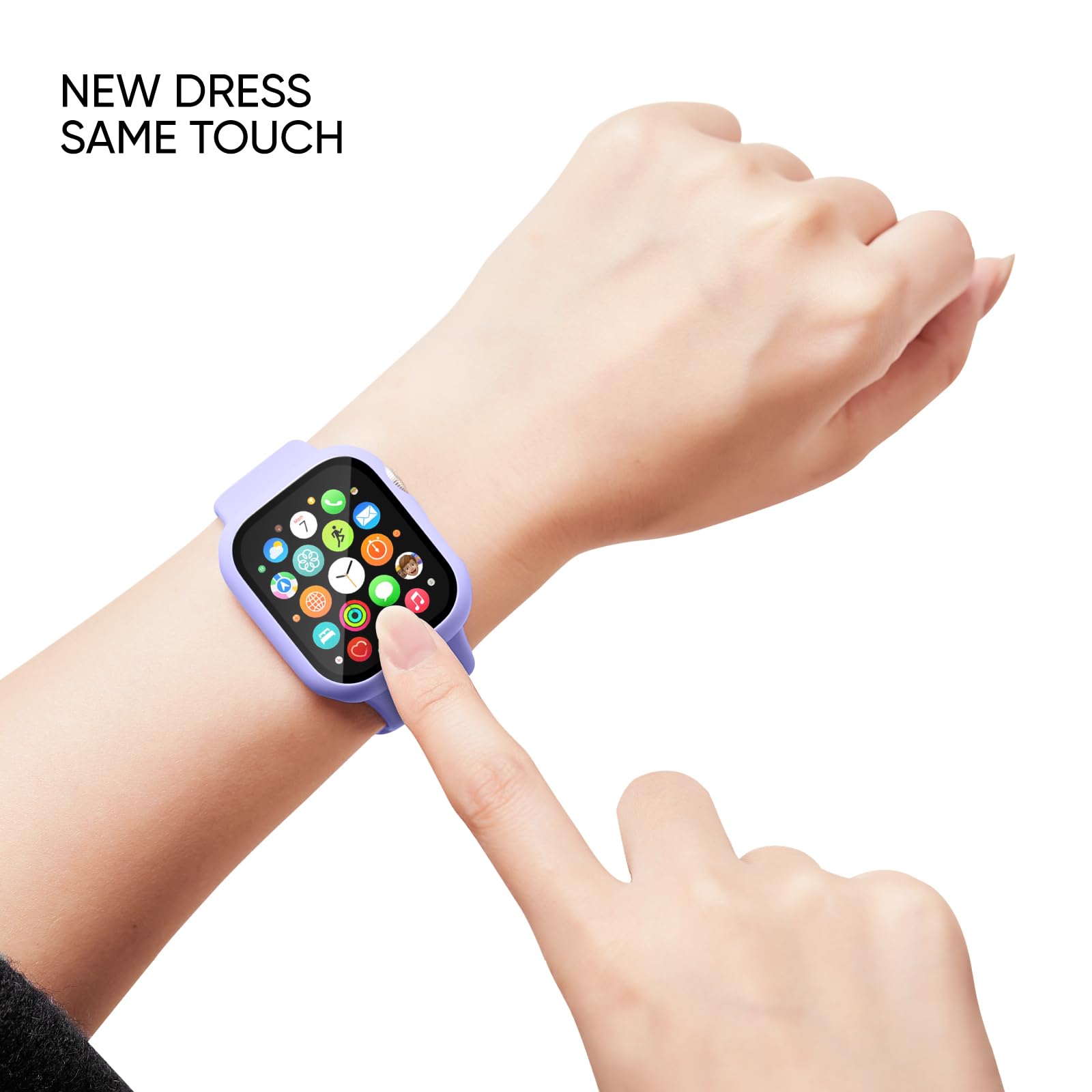 Adorique 3 In 1 For Apple Watch Band 46Mm With Case & Screen Protector, Silicone Sport Band And Protective Cover With 9H Tempe G