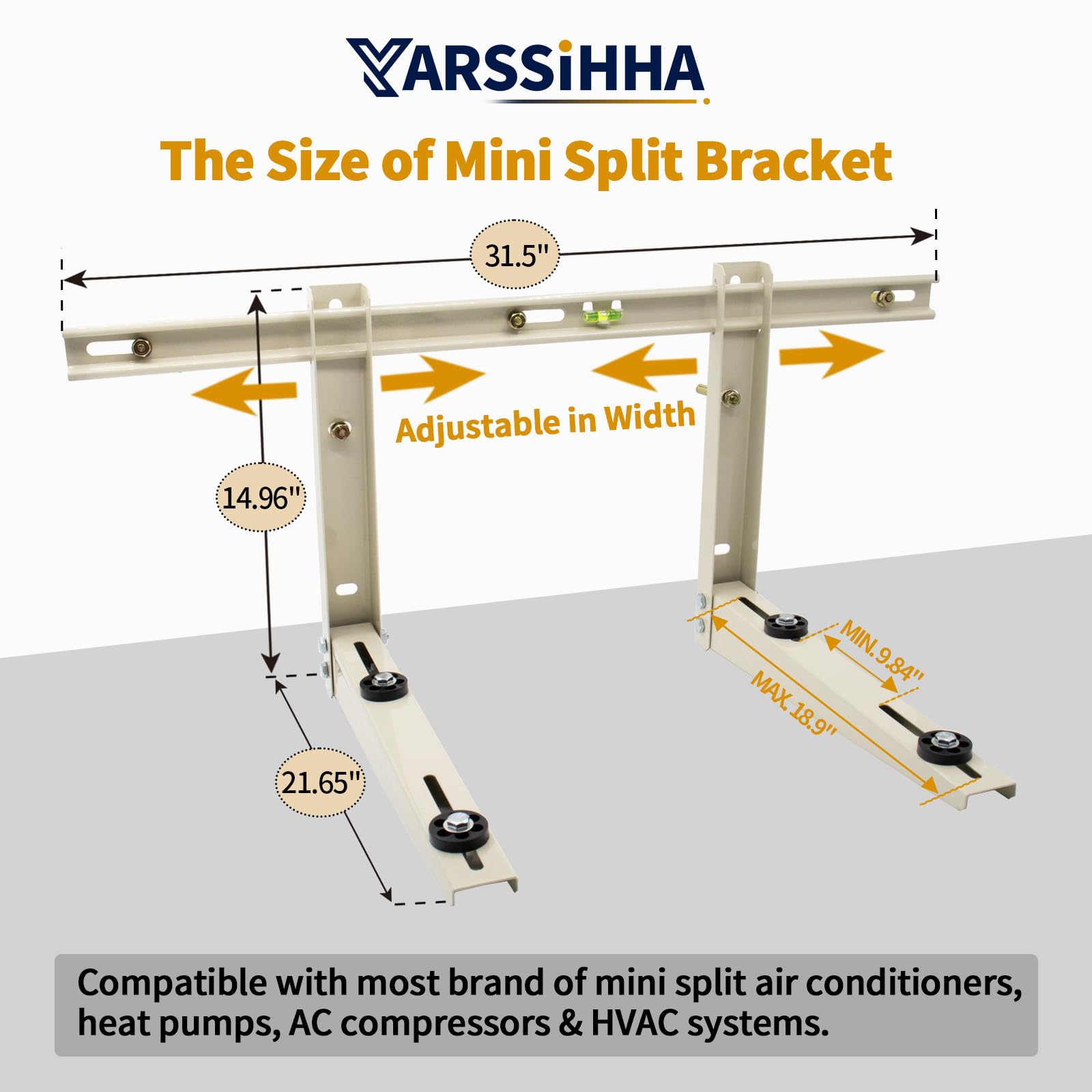 Yarssihha Mini Split Wall Mounting Bracket For Universal 7000 36000 Btu Ductless Air Conditioners Heat Pumps, Outdoor Heavy Duty