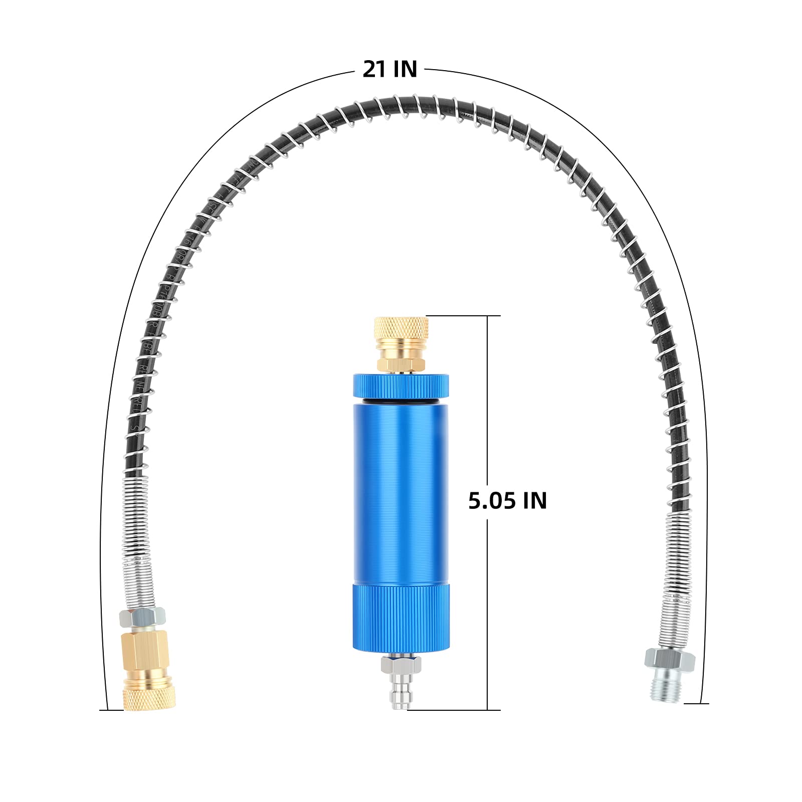 Meanlin Measure 30Mpa Water Oil Separator With 20 Inch Spring Flexible Hose And 8Mm & M10 Fast Connecting Internal Thread Mother