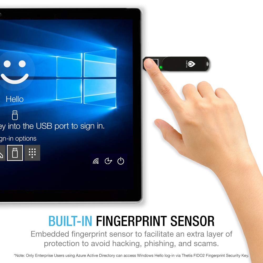 Thetis Fido2 Security Key Fingerprint Usb A, Two Factor Authenticator, Multi Layered Protection Hotp / U2F Compatible Windows, Macos, Gmail, Linux For Office Business   Black