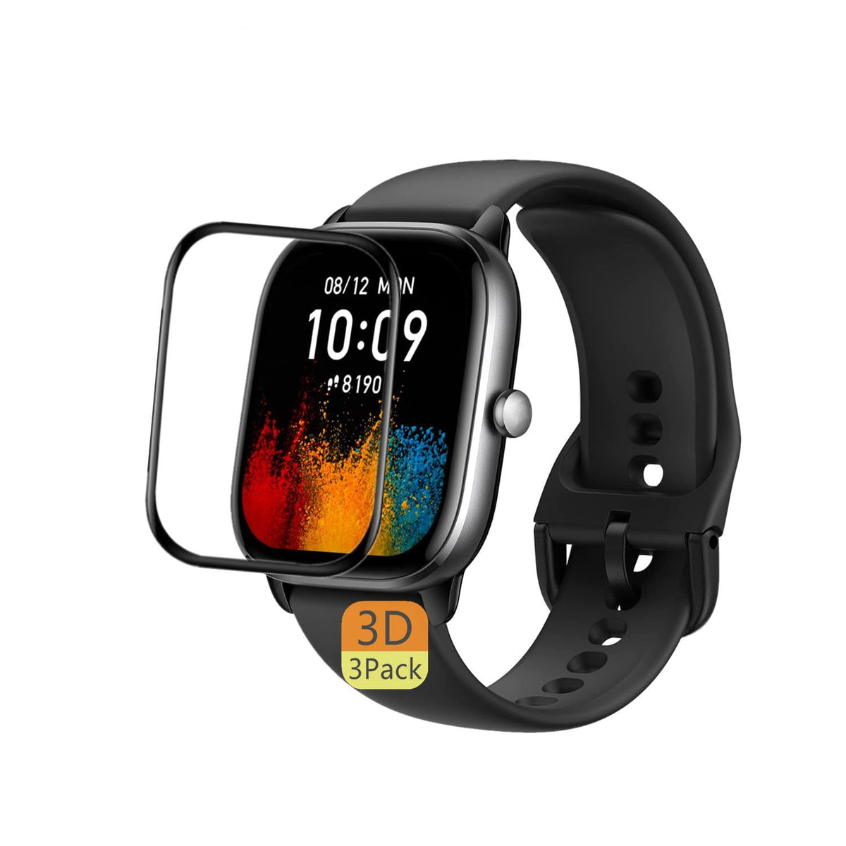 Aemus Screen Protector Compatible For Amazfit Gts 4 Mini Smart Watch (3 Pack) 3D Curved Protective Film Anti-Scratch Protective 