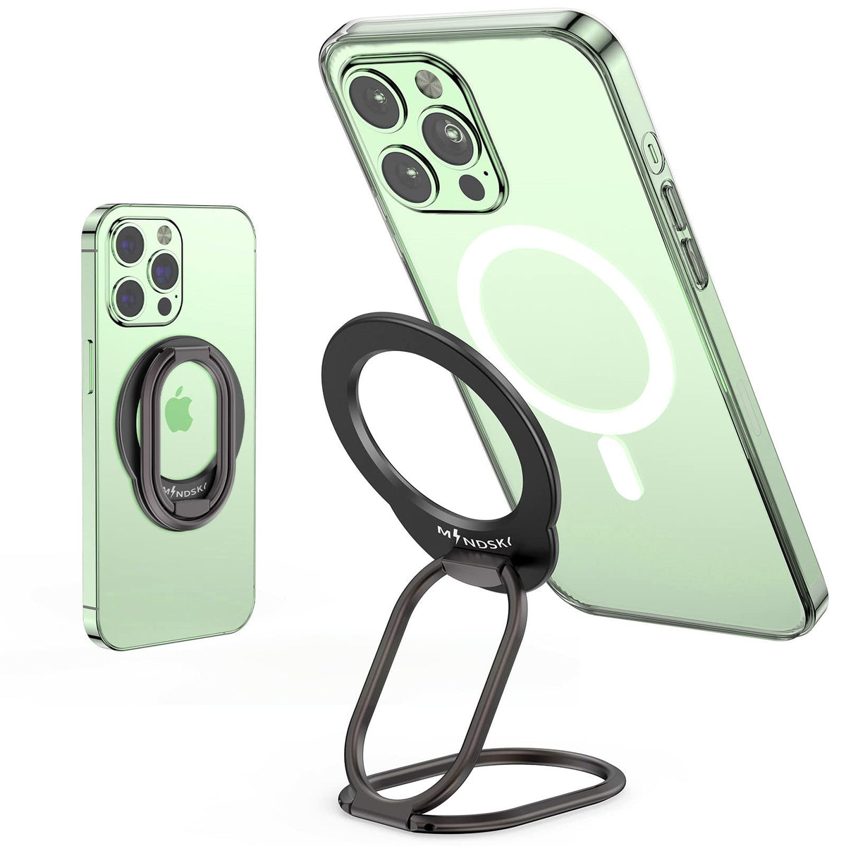 Mindsky Mag Safe Phone Stand Phone Grip Compatible With Iphone 12/13/14/15 Mini/Pro/Pro Max Accessories Removable Magnetic Finge