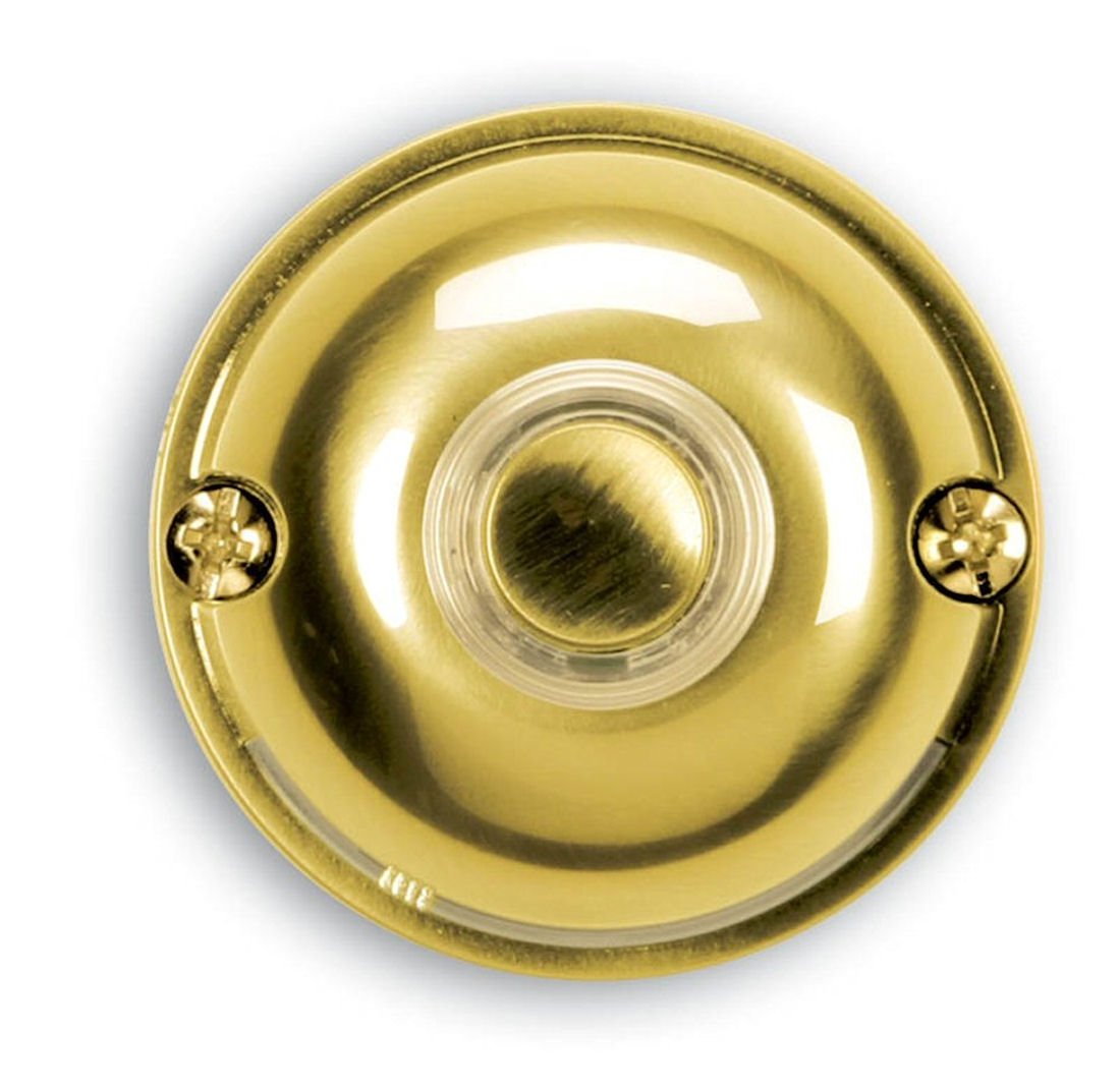 Heath Zenith 910 Wired Push Button With Led Halo Lighted Center And Key Finder, Polished Brass