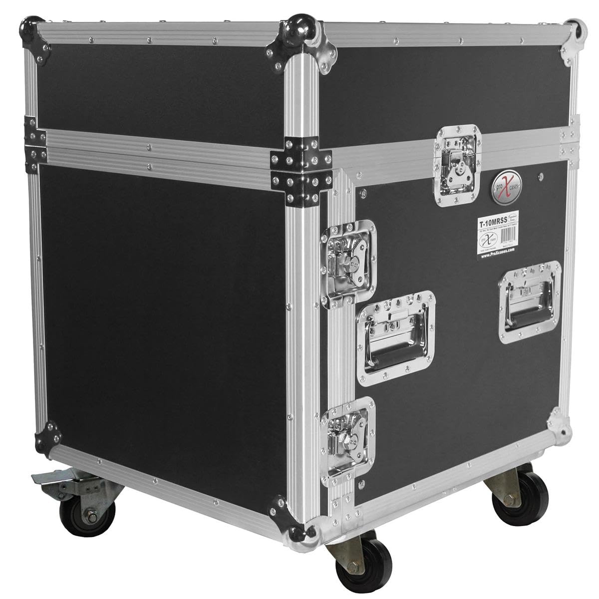 ProX Cases T-10MRLT 10 Space 10U Top Load Slant DJ Mixer Road Gig Ready Flight Combo Rack w/Gliding Laptop Shelf