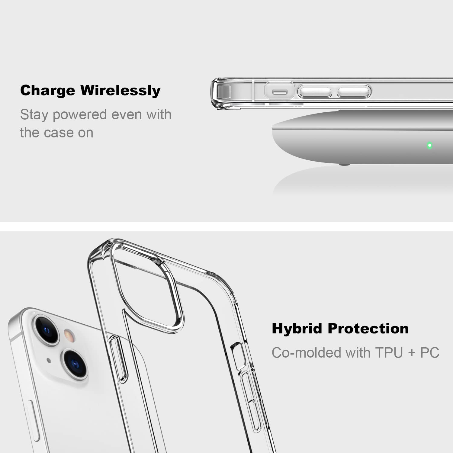 Icedio For Iphone 14 Plus Clear Case With Screen Protector,[Anti Yellowing] Transparent Crystal Tpu Cover,Military Grade Shockpr