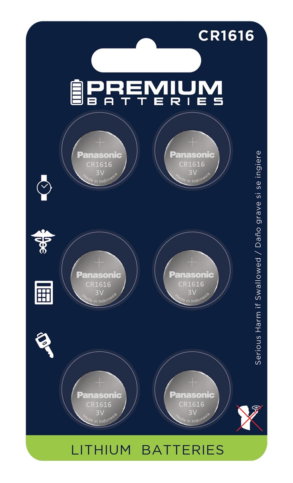 Premium Cr1616 Battery 3V Lithium Coin Cell   Japanese Engineered High Capacity Batteries (6 Pack)