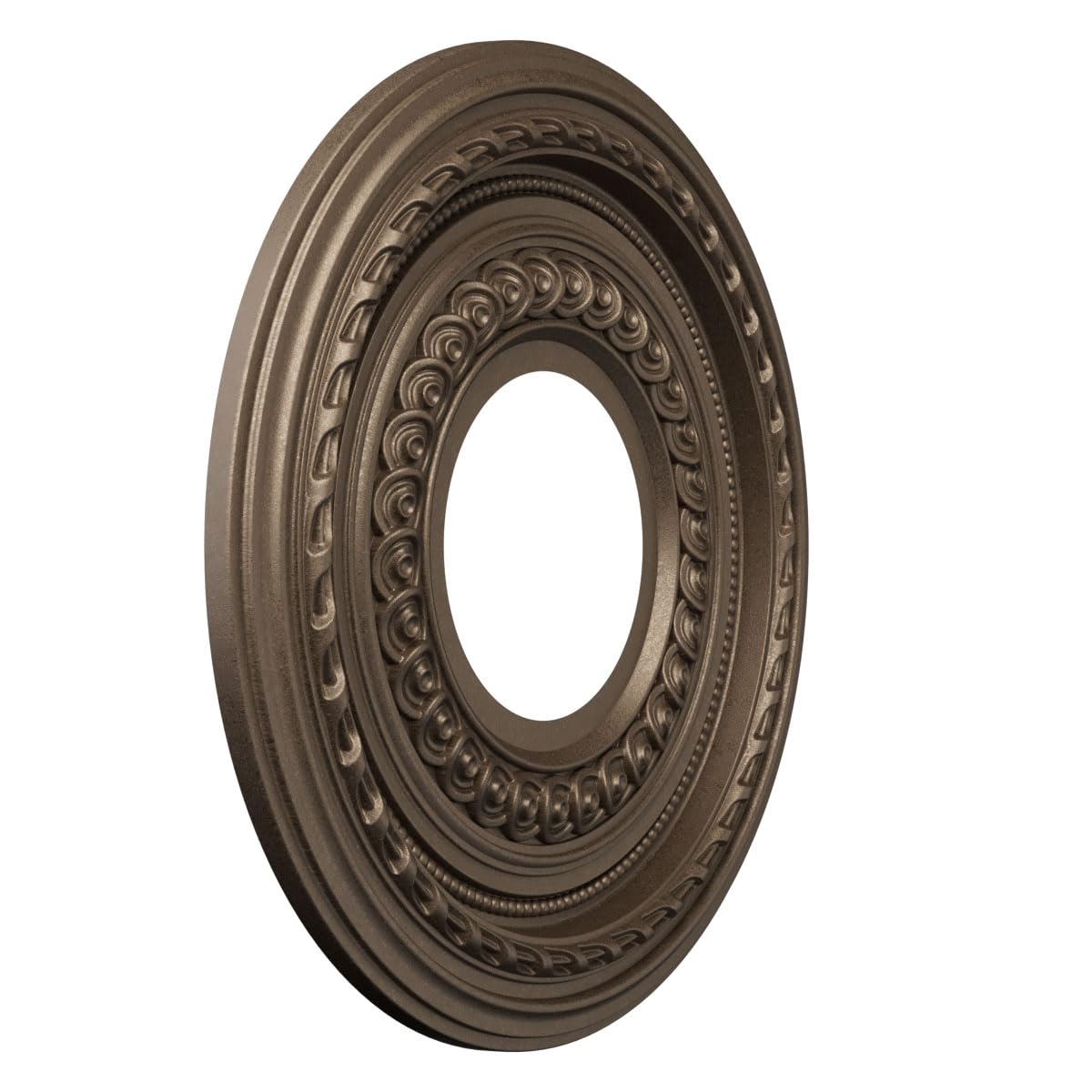 Ekena Millwork 10Od X 3 1/2Id X 3/4P Cole Thermoformed Pvc Ceiling Medallion (Fits Canopies Up To 4 1/4), Ultracover Satin Londo