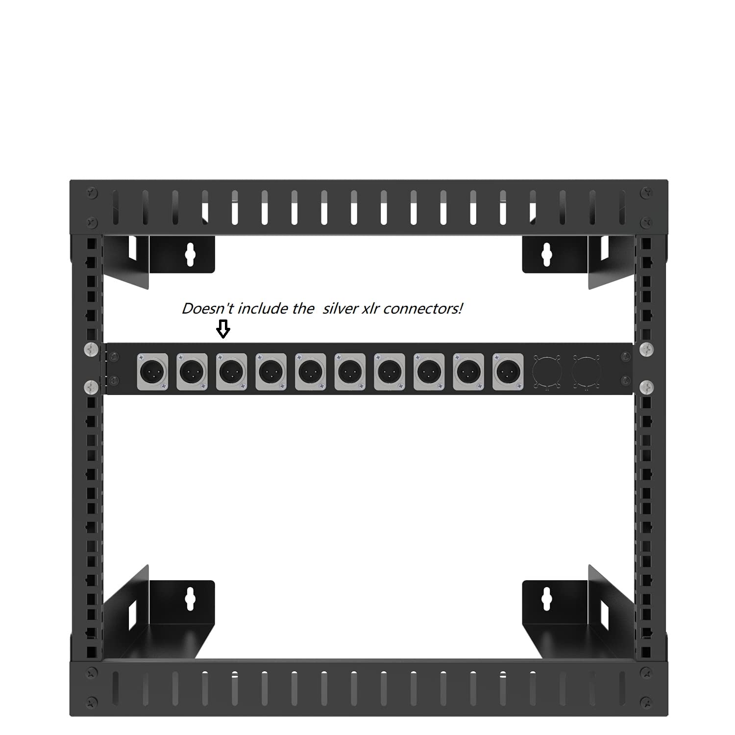 Jingchengmei 12 Port/Way/Hole Hinged Patch Panel   1U 19' Rack Mount D Type Connectors   Audio With Hinged Side (H1U12D, Black)