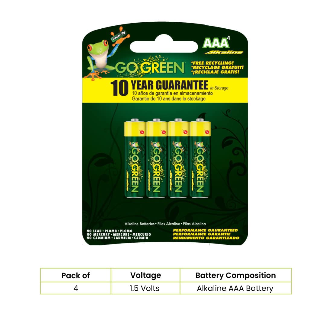 Go Green Aaa Alkaline Battery 4 Pack
