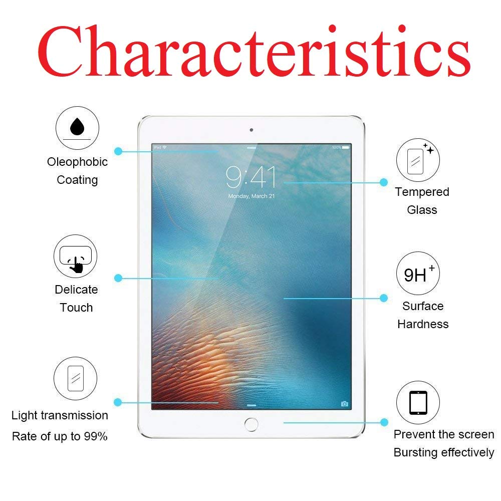 Vultic Screen Protector [3 Pack] For Ipad Pro 9.7 Inch 2016, Tempered Glass Film Cover