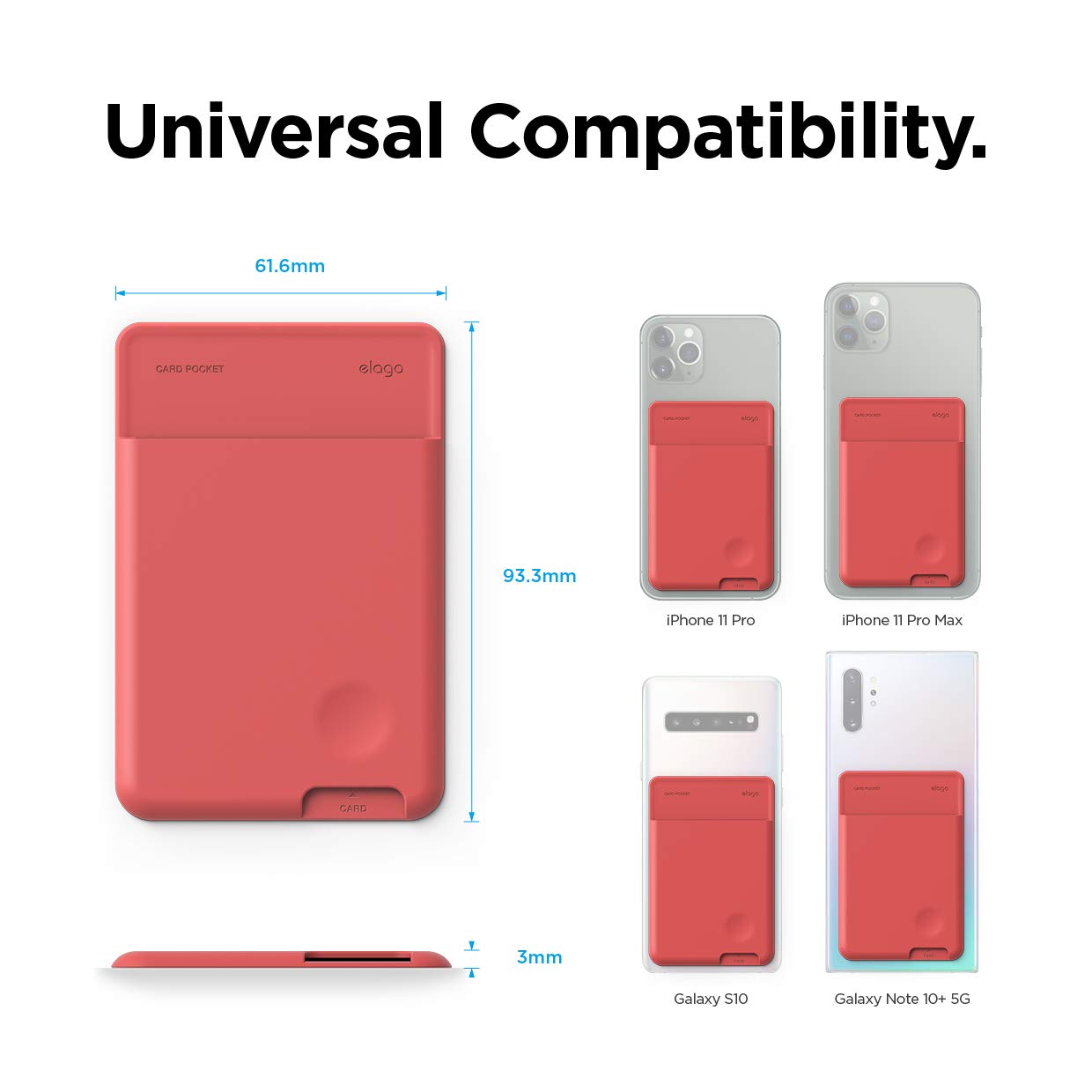 Elago Phone Card Holder - Secure Wallet, Ultra Slim For Back Of Phone, 3M Adhesive Id Iphone, Galaxy And Most Smartphones [Itali