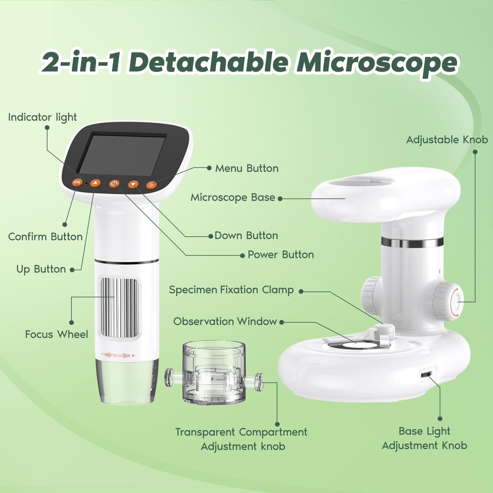 Kids Microscope For Ages 8 12, Handheld Digital Microscope D Ms1 With 2'' Ips Screen   Take Pictures & Videos   Download To Pc &