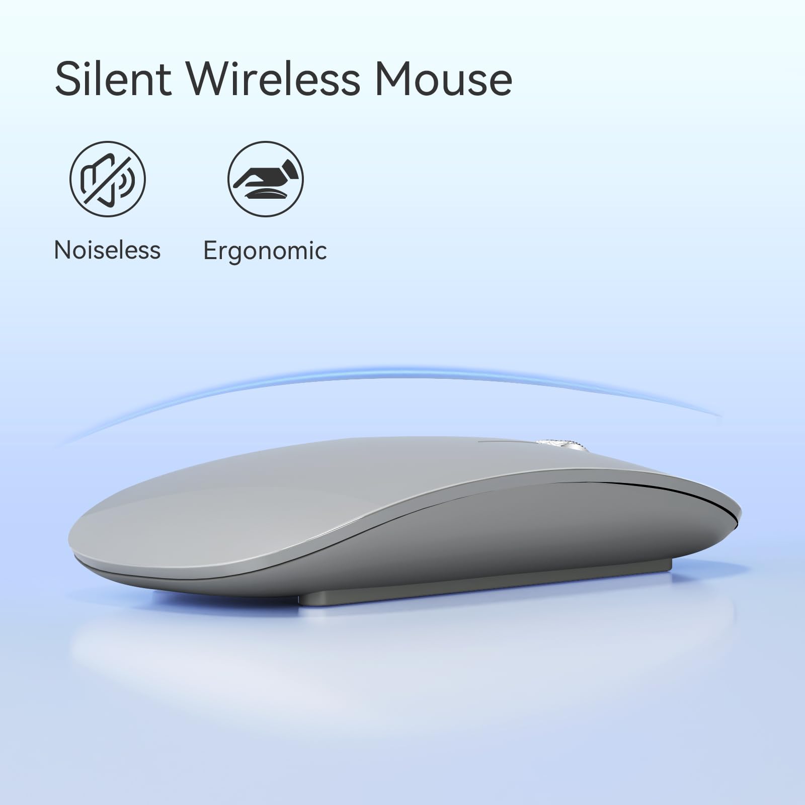 Tenmos M18 Bluetooth Mouse, Usb C Rechargeable Wireless Mouse, Triple Mode (Dual Bluetooth+Usb) Computer Silent Mice Portable With Usb Receiver And Type C Adapter For Laptop/Macbook/Ipad/Pc   Grey
