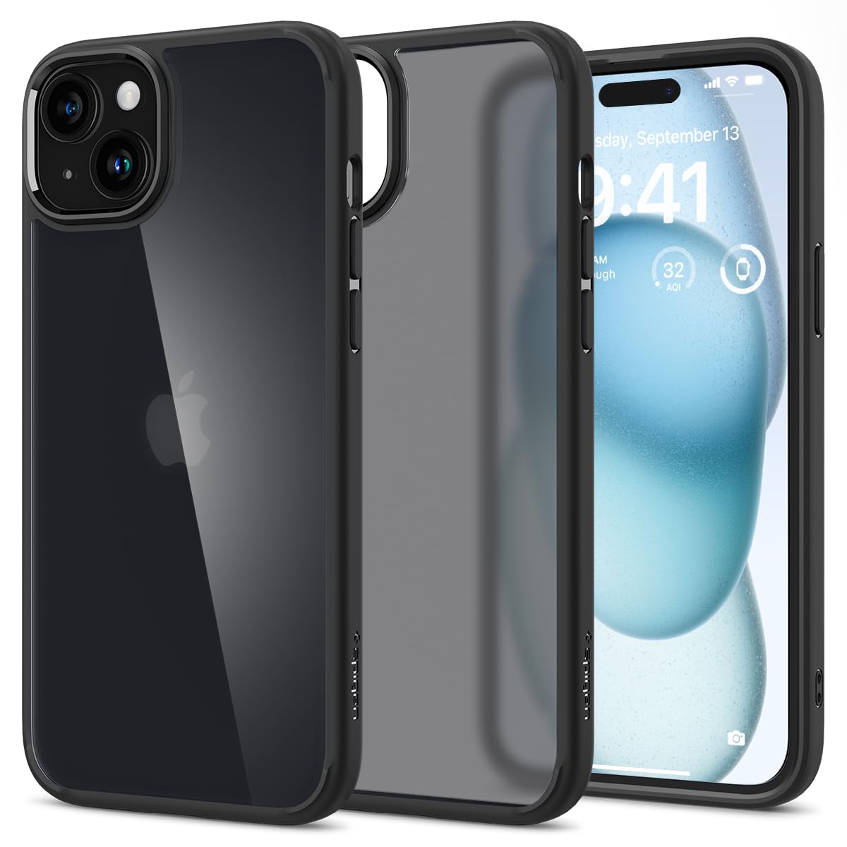 Spigen Ultra Hybrid Designed For Iphone 15 Case (2023), Anti Yellowing] Military Grade Protection]   Frost Black