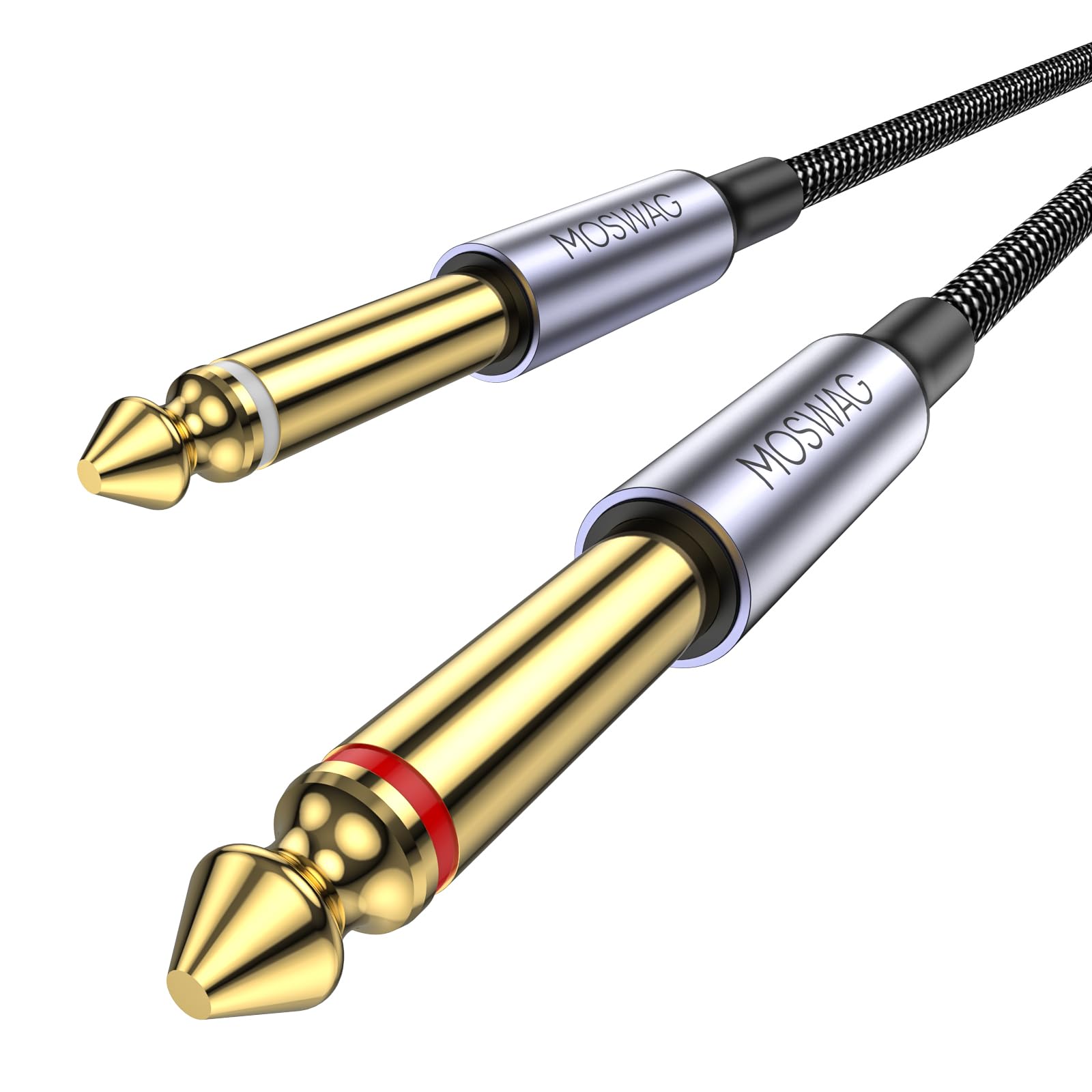 Moswag 1/4 Inch Trs Instrument Cable 32.8Ft/10M 1/4 Inch To 1/4 Inch Ts Male To Male Plug Mono Audio Cord For Bass Guitar, Elect
