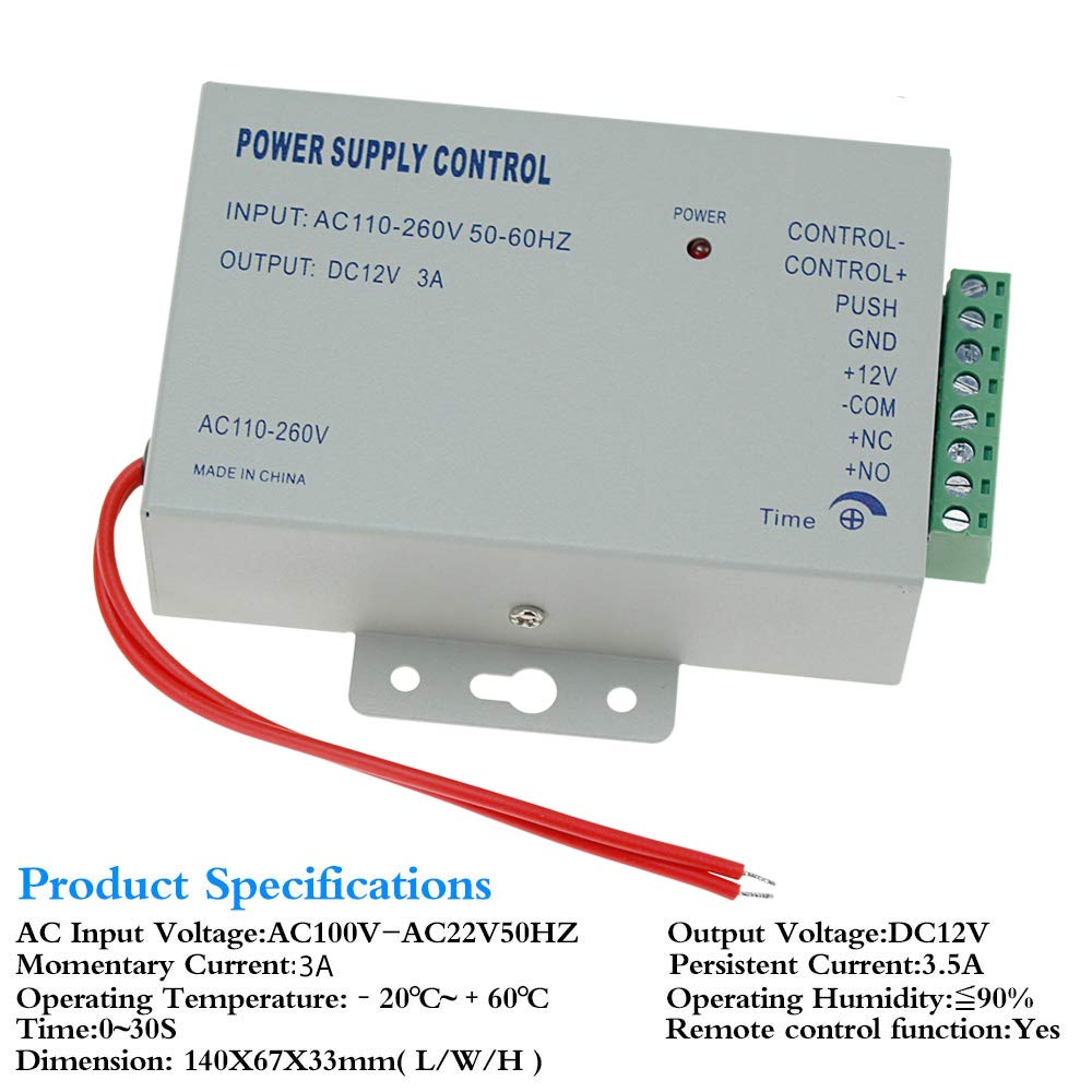 Hfeng Diy Rfid Access Control System Kit For Home Outdoor Waterproof Cover + Rfid Keypad + Dc12V 3A Power Supply + Door Exit But