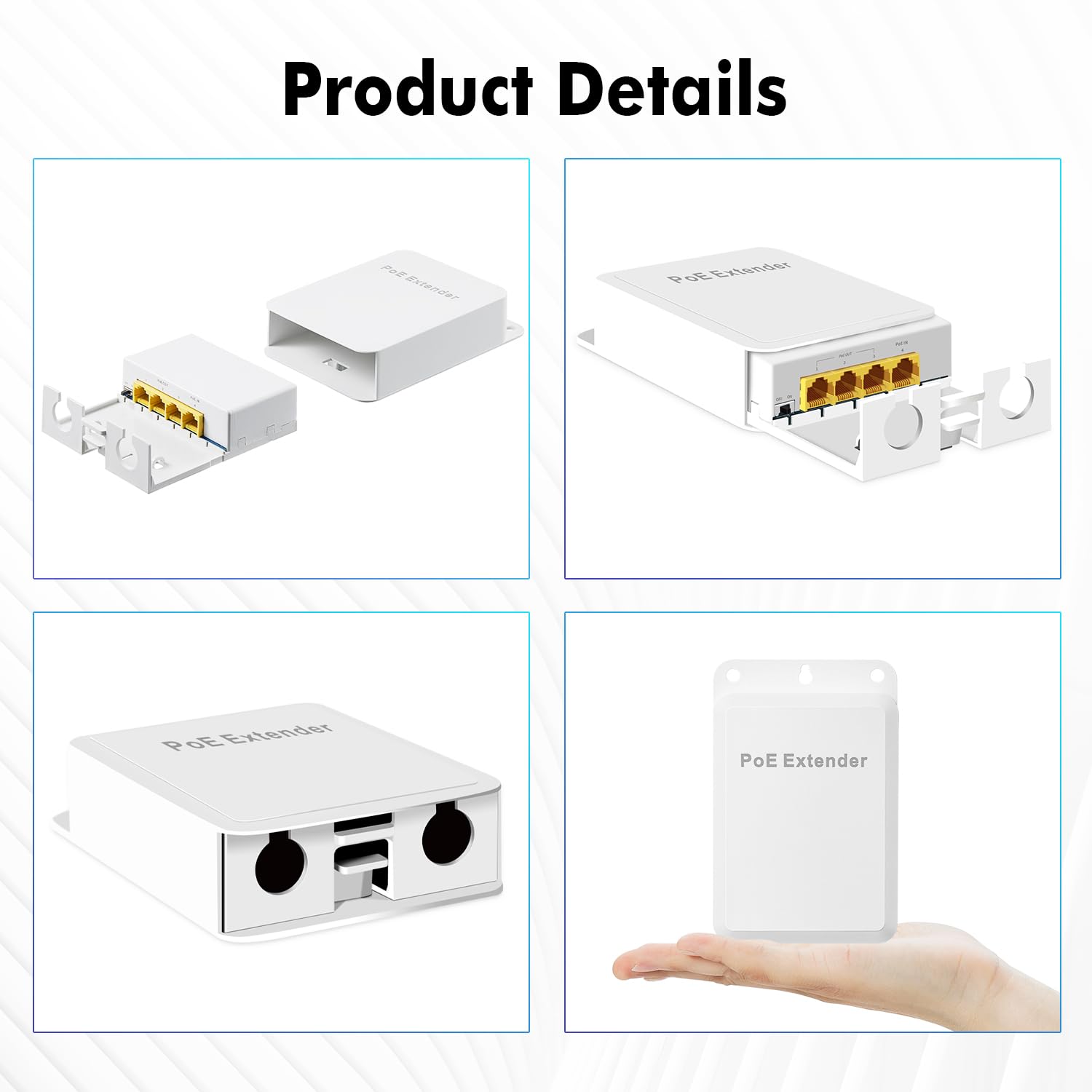 Mokerlink Outdoor 4 Port Gigabit Poe Switch/Extender, Ieee 802.3 Af/At Poe Repeater, 10/100/1000Mbps, 1 Poe In 3 Poe Out, Powere