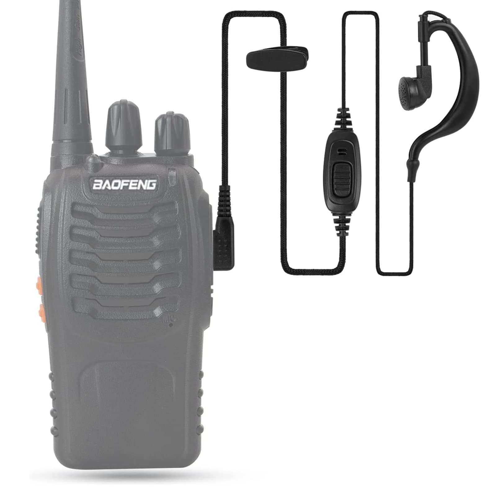 Luiton Walkie Talkie Earpiece With Mic Single Wire Earhook Headset Two Way Radio Earpiece For Baofeng Uv 5R Bf 888S Arcshell Retevis H 777 Rt21 Rt22 Kenwood 2 Way Radio (10 Pack)