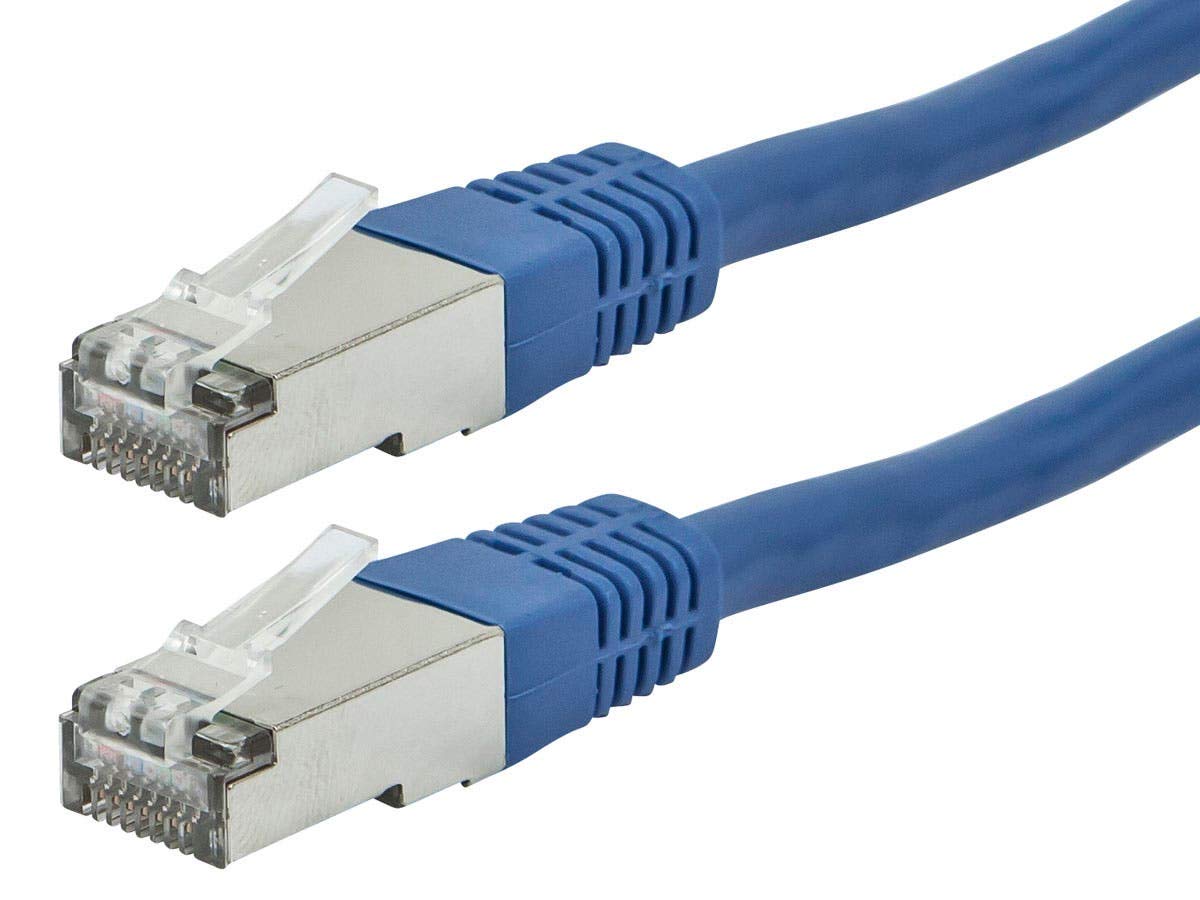 Monoprice Cat6A 25Ft Blue Patch Cable Double Shielded (S/Ftp) 26Awg 10G Pure Bare Copper Molded Rj45 Entegrade Series Ethernet C
