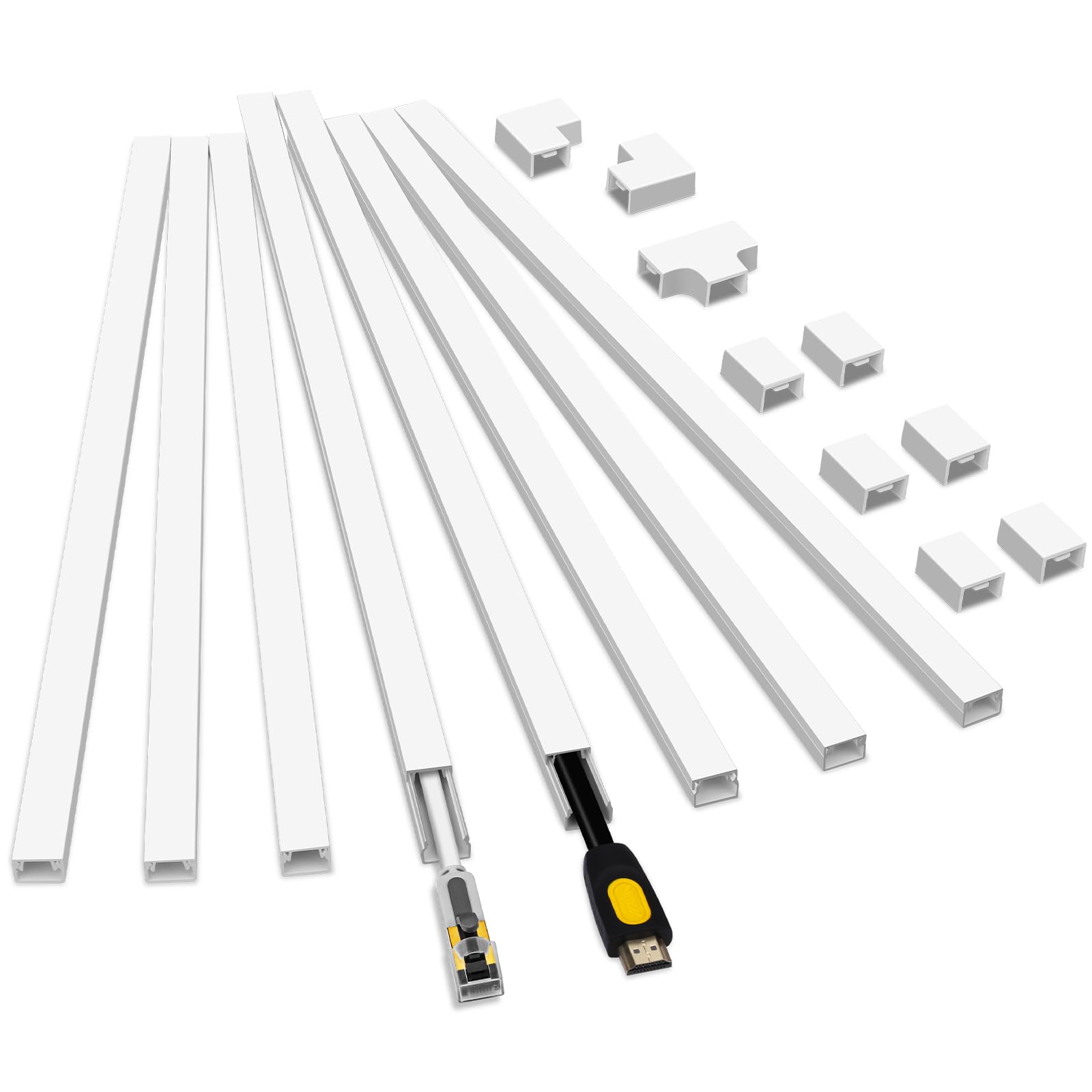 116In Cord Hider Kit, Cord Covers For Wires On Wall, Cord Hider For Wall Mount Tv, Paintable Cable Raceway, Tv Cable Hider Wall