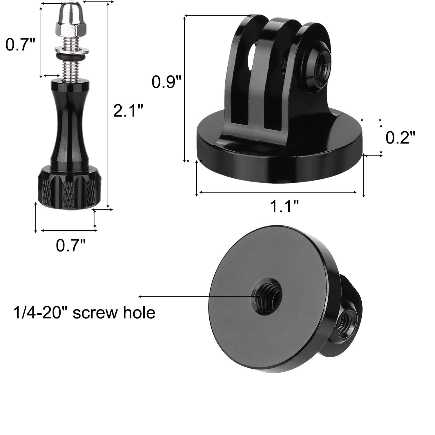 Aluminum Tripod Mount Adapter Camera Tripod Adapter 1/4' 20 Mounts With Aluminum Thumbscrew Compatible With Gopro Action Cameras Insta360 Gopro Hero 8/9/10/11/12 And Other Standard 1/4 Accessories