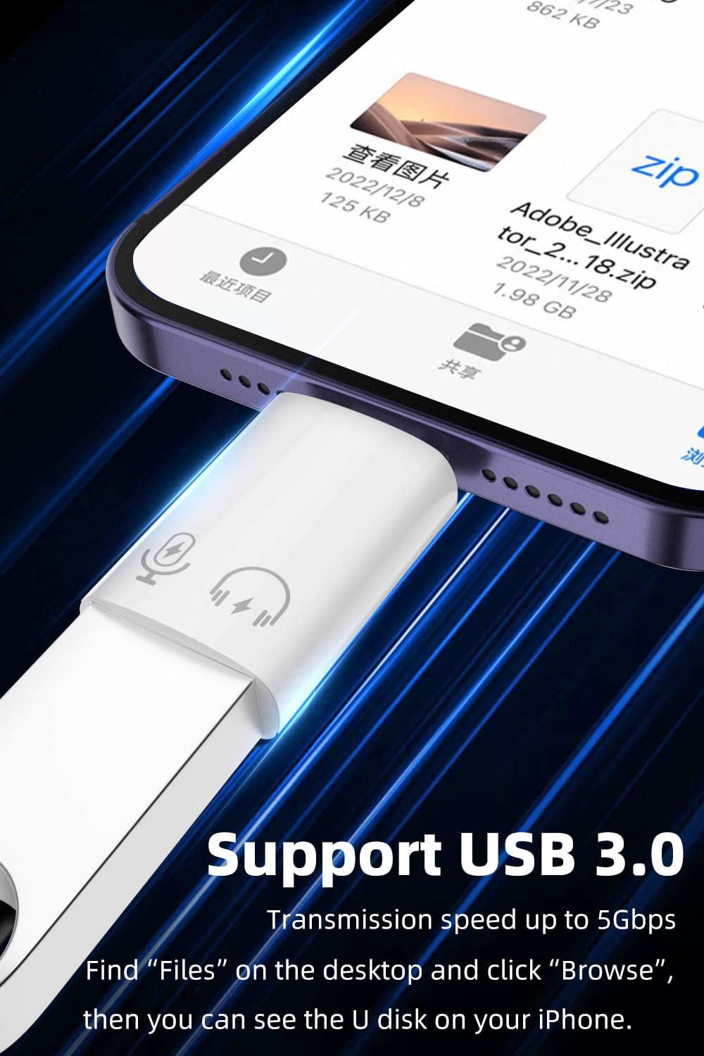 Areme 2 Pack Usb C And Usb 3.0 Otg Adapter For Iphone/Ipad, Support Connect Card Reader, U Disk, Usb Flash Drive, Keyboard, Mouse, Lavalier Microphone, Digital Headphone