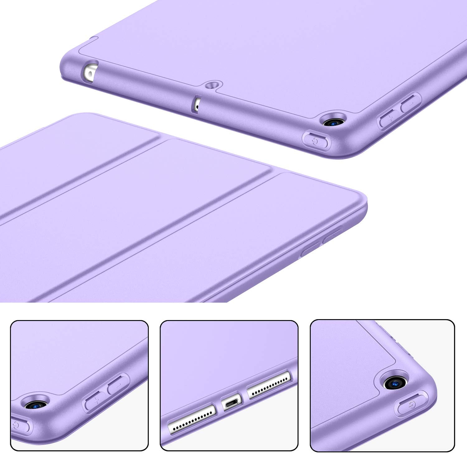 Imieet Ipad 9Th Generation Case 2021/Ipad 8Th Generation Case 2020 10.2 Inch With Pencil Holder, Ipad 7Th Gen 2019 Case With Soft Baby Skin Silicone Back, Auto Wake/Sleep Cover (Clove Purple)
